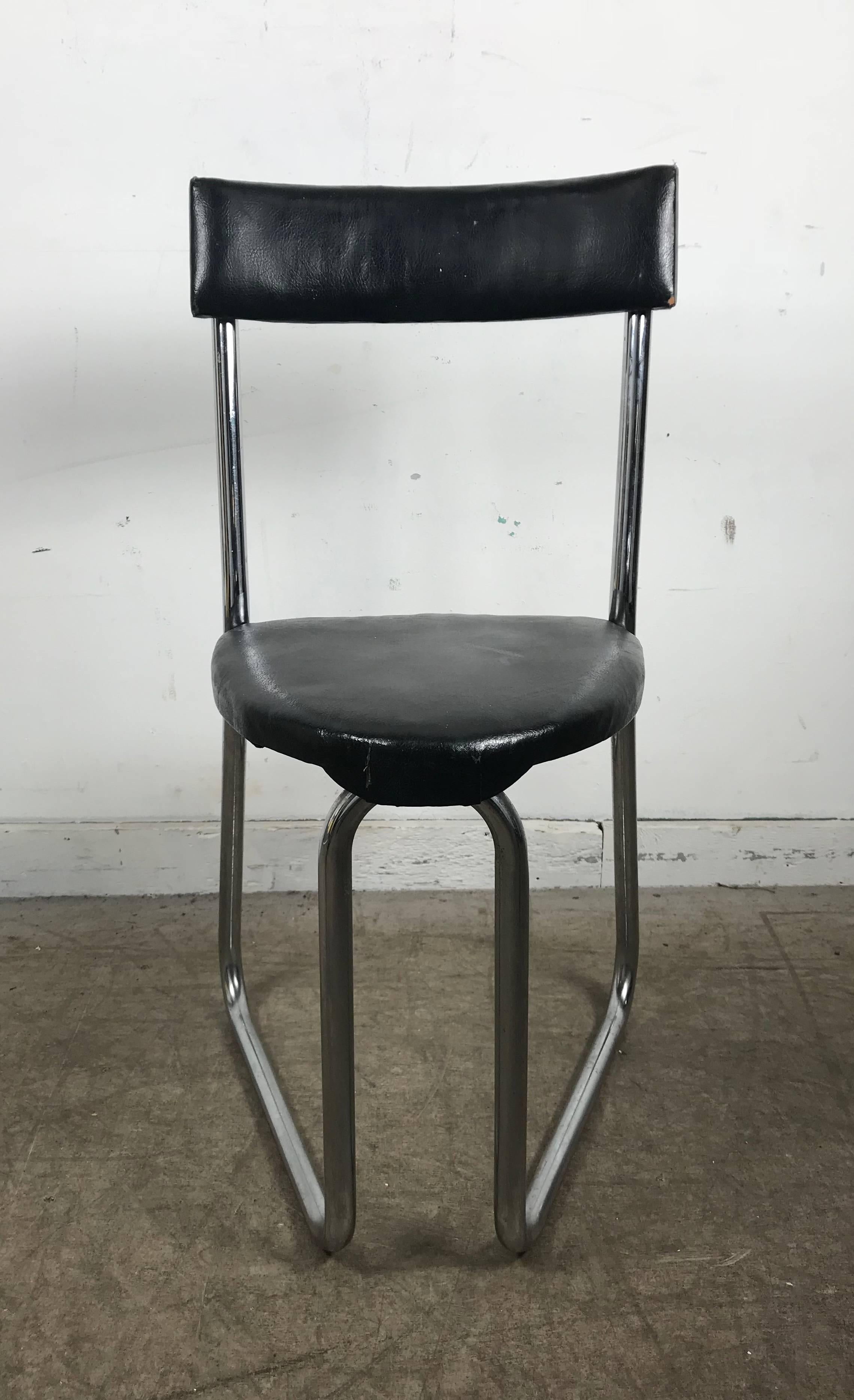 Fabric Unusual Art Deco Machine Age Side Chair, Gilbert Rhode