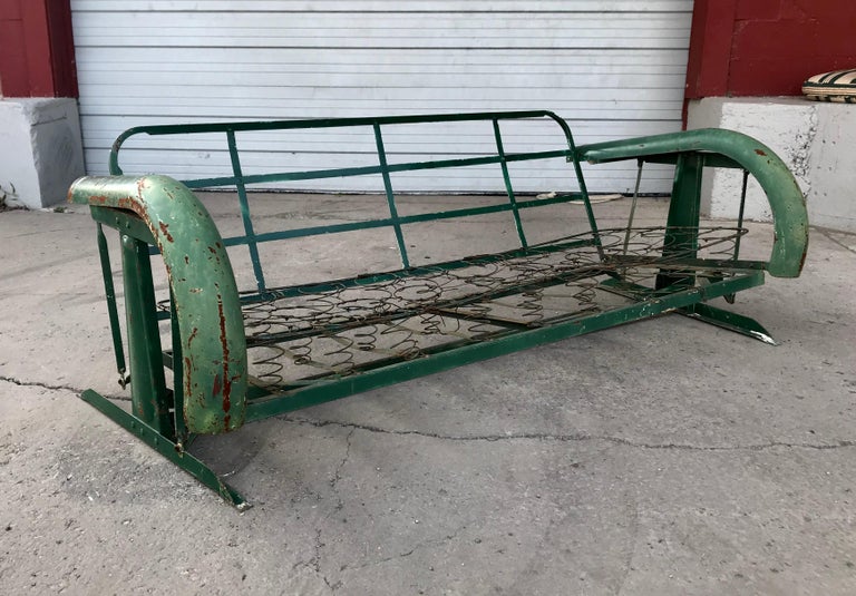 Unusual Art Deco Metal Porch Glider With Skirted Fenders Circa Unusual Art Deco Metal Porch Glider With Skirted Fenders Circa 1930s For 1