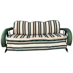 Unusual Art Deco Metal Porch Glider with Skirted Fenders, circa 1930s