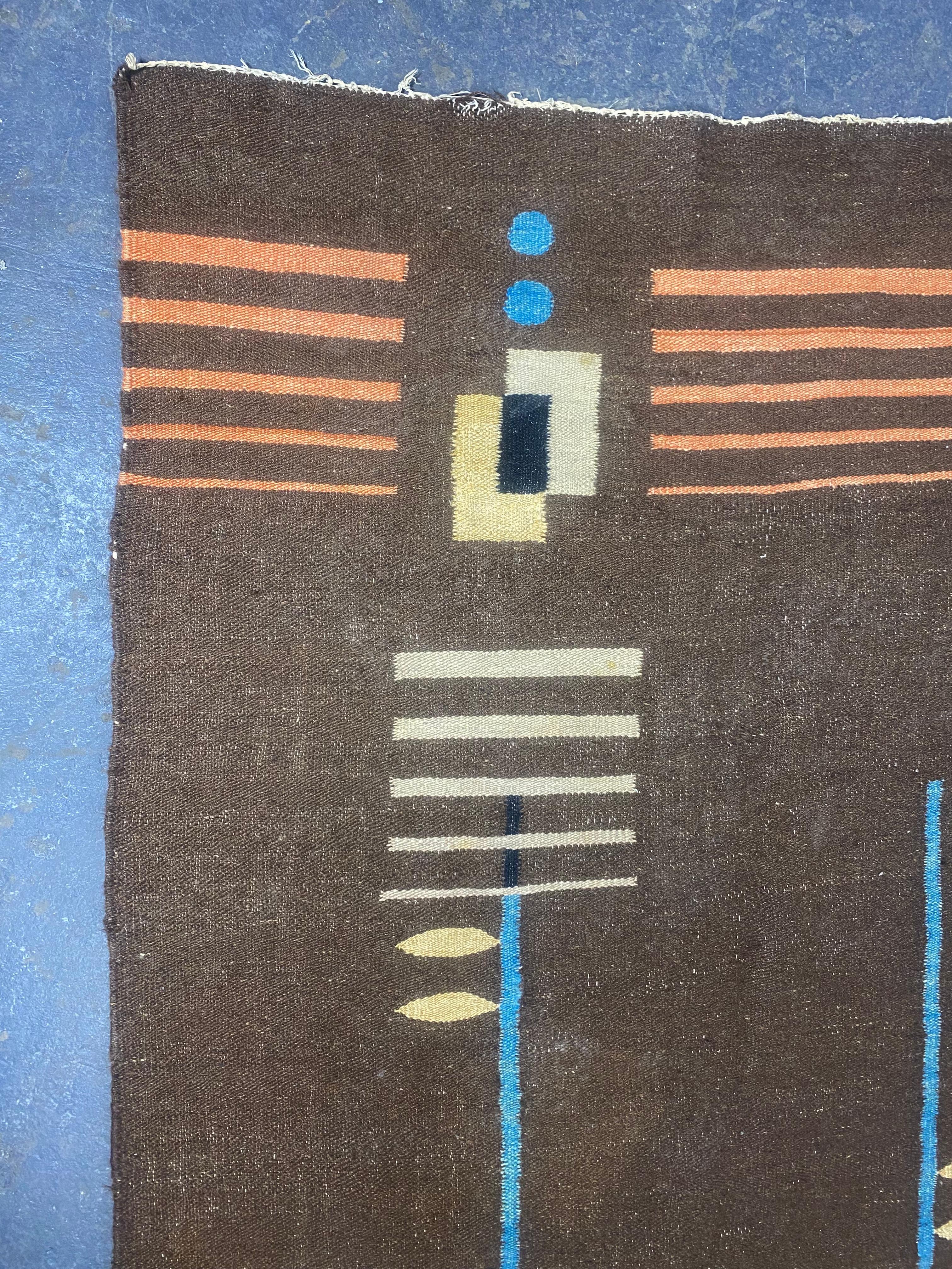 Mid-20th Century Unusual Art dECO / Modernist  geometric abstract  rug , carpet For Sale