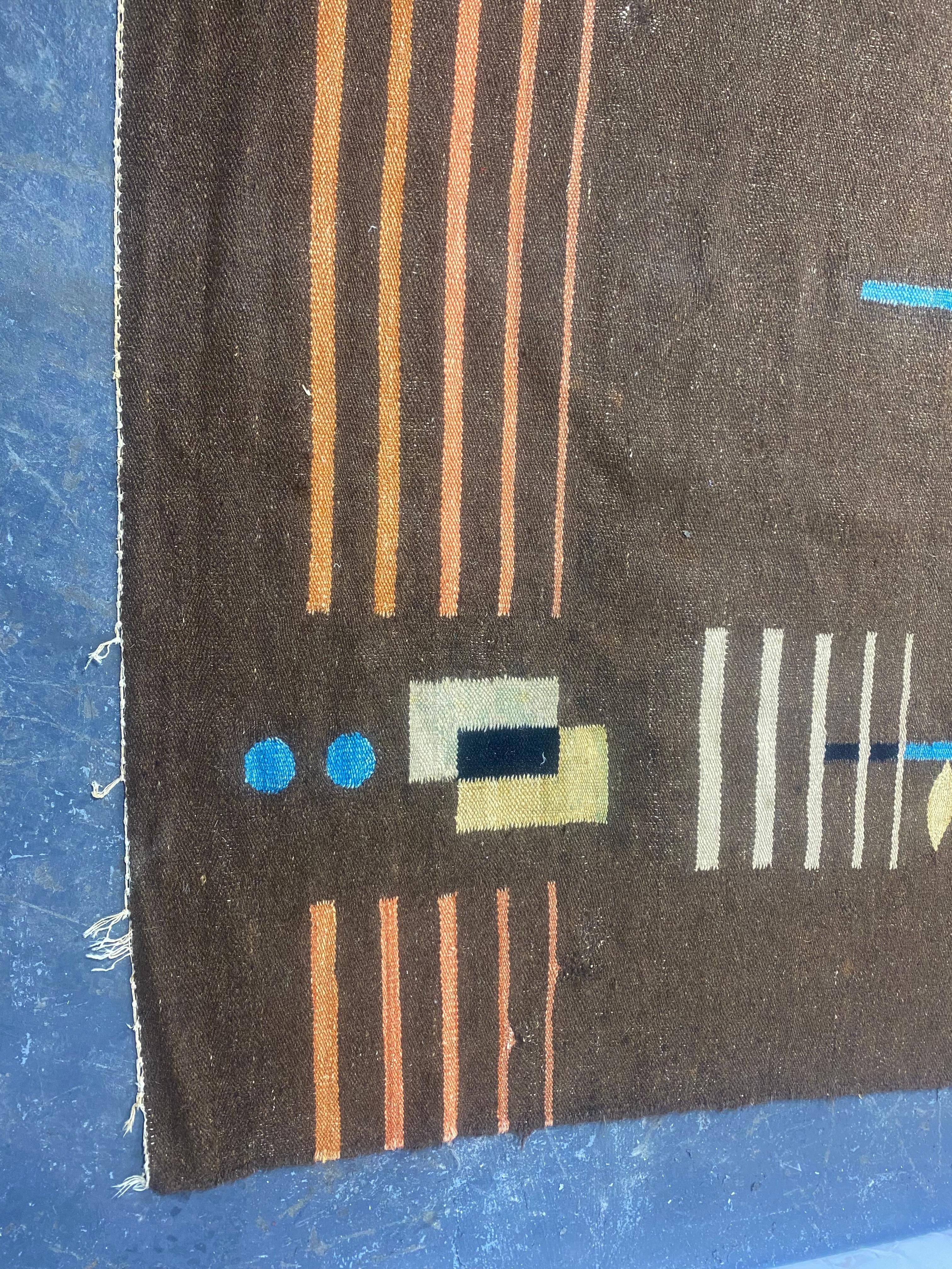 Wool Unusual Art dECO / Modernist  geometric abstract  rug , carpet For Sale