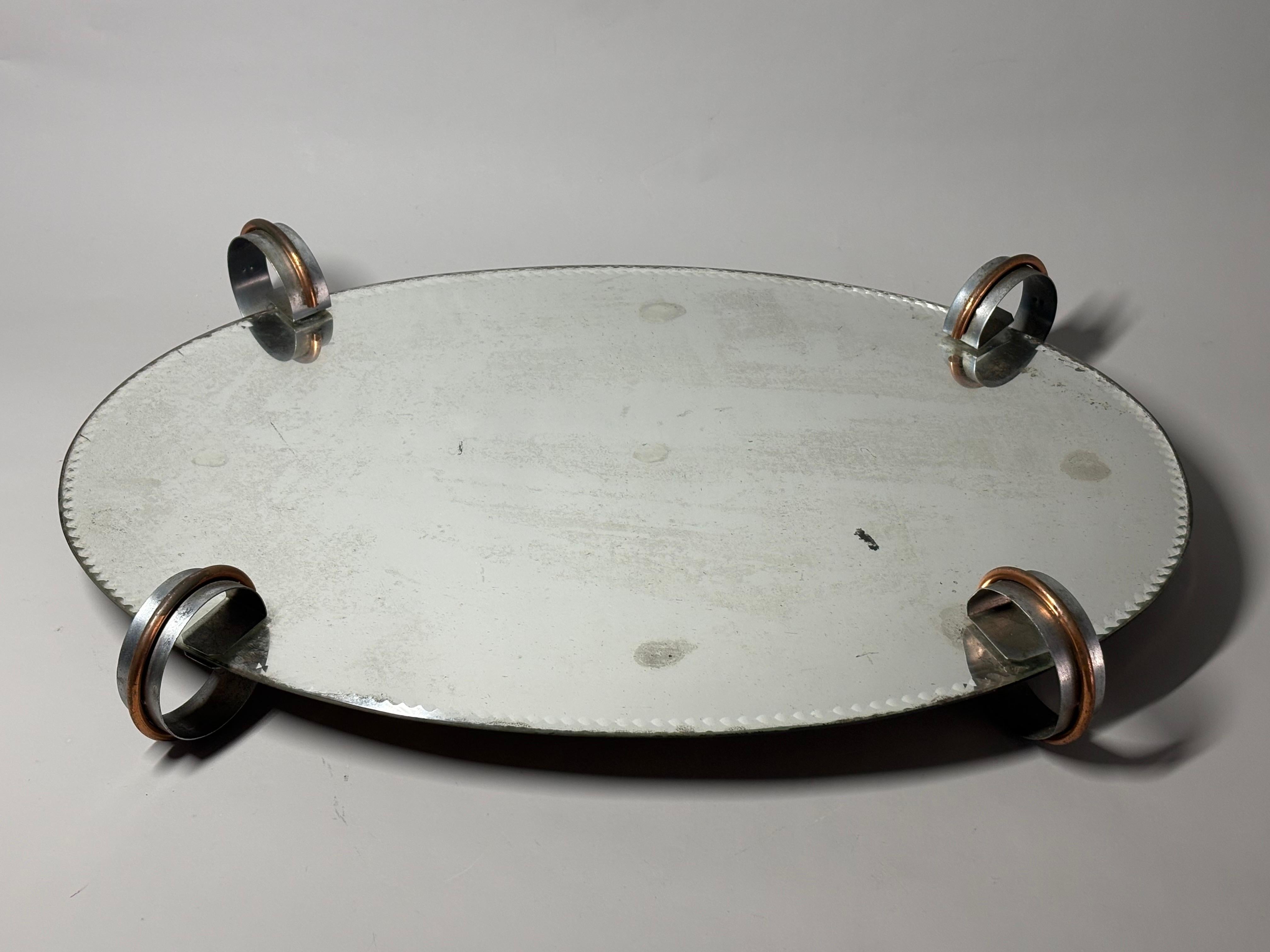 Unusual Art Deco period Surtout-de-table / mirrored plateau/ centerpiece Art Decó en venta