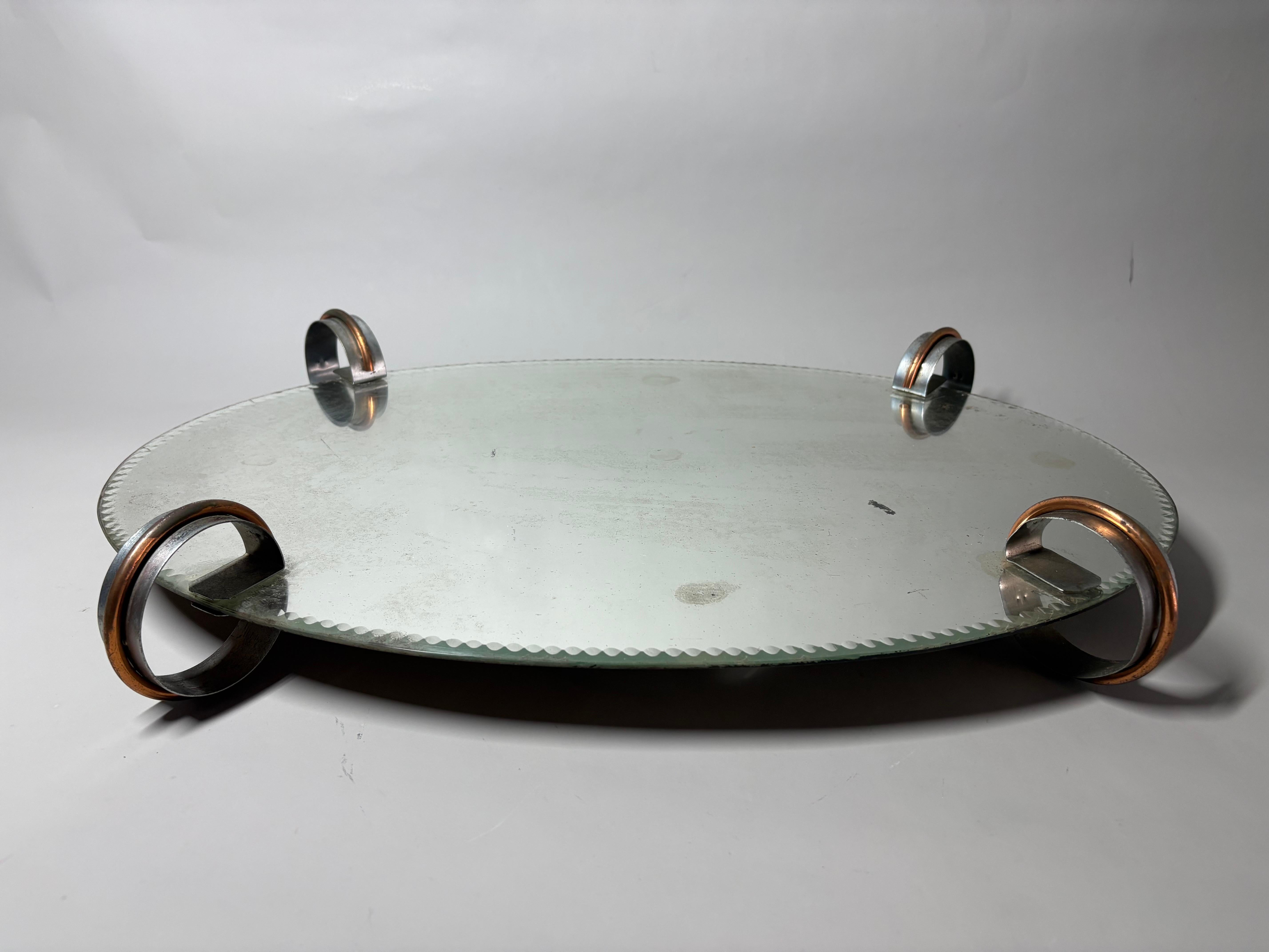 Unusual Art Deco period Surtout-de-table / mirrored plateau/ centerpiece Francés en venta