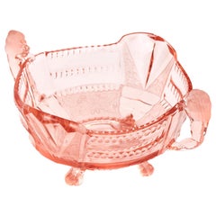 Unusual Art Deco Pink Glass Fruit Bowl