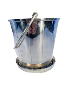 Unusual Art Deco Silver Plate Ice Bucket W/Ice Drain & Detachable Saucer