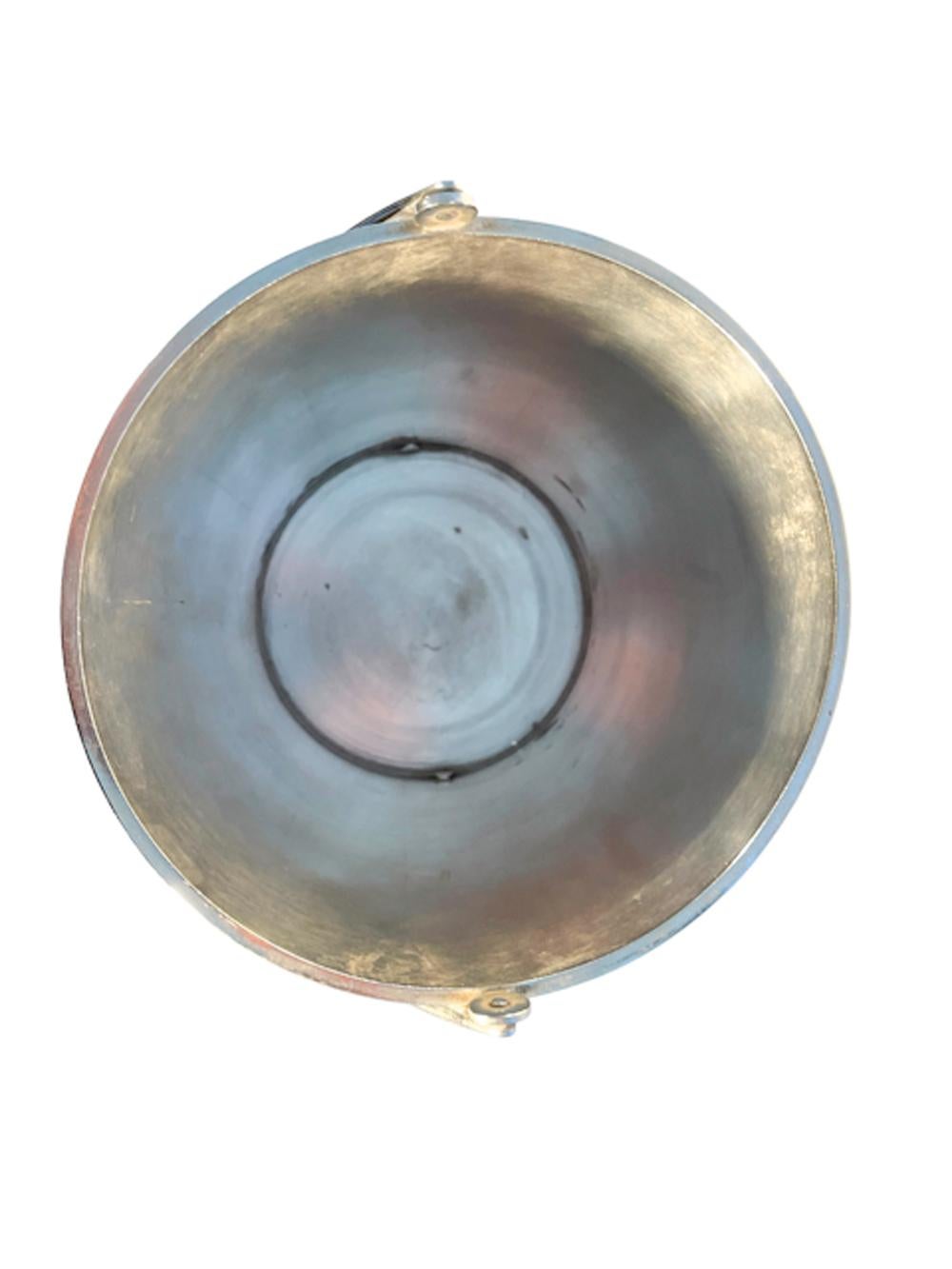 Unusual Art Deco Silver Plate Ice Bucket W/Ice Drain & Detachable Saucer For Sale 1