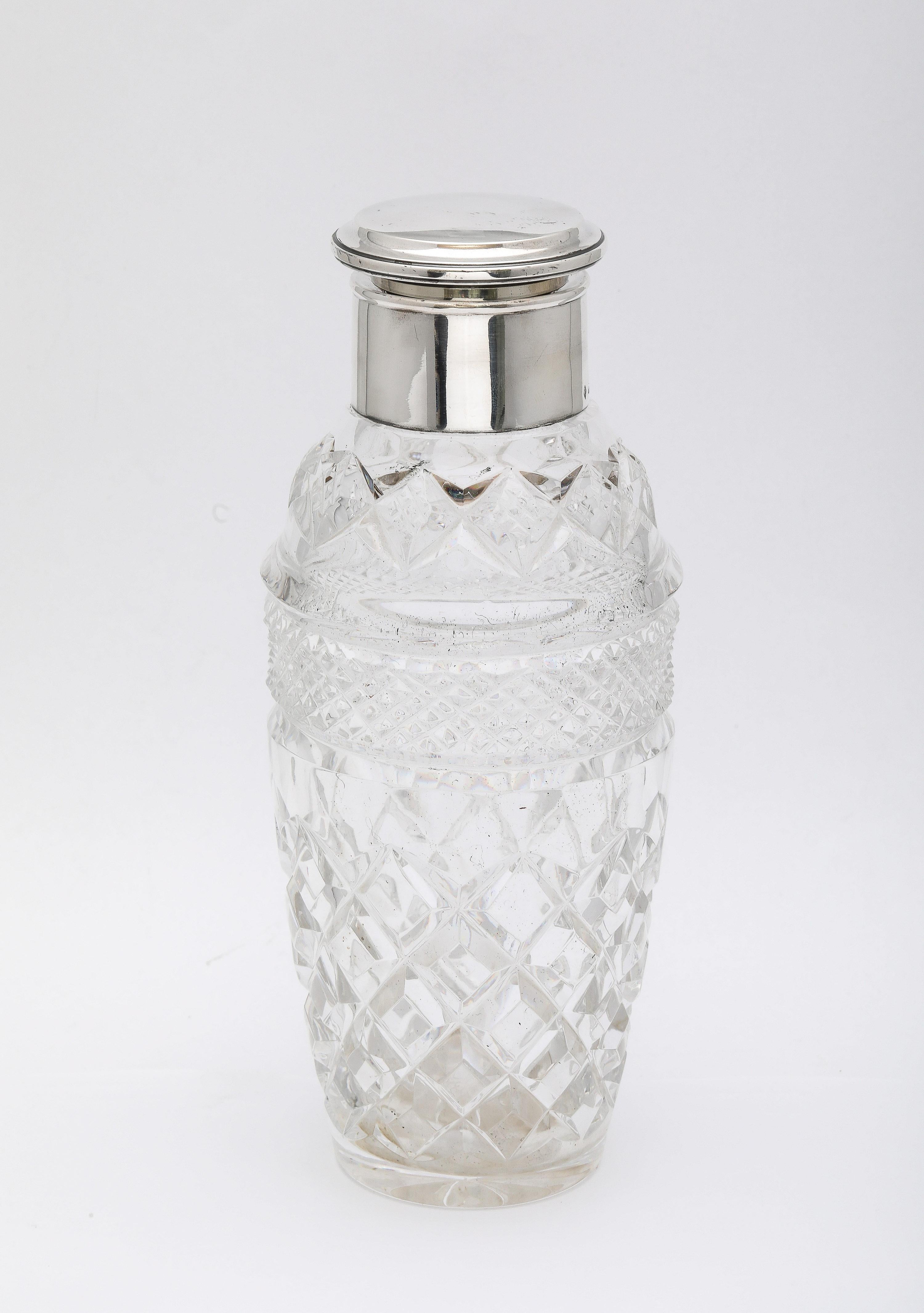 English Unusual Art Deco Sterling Silver-Mounted Cocktail Shaker For Sale