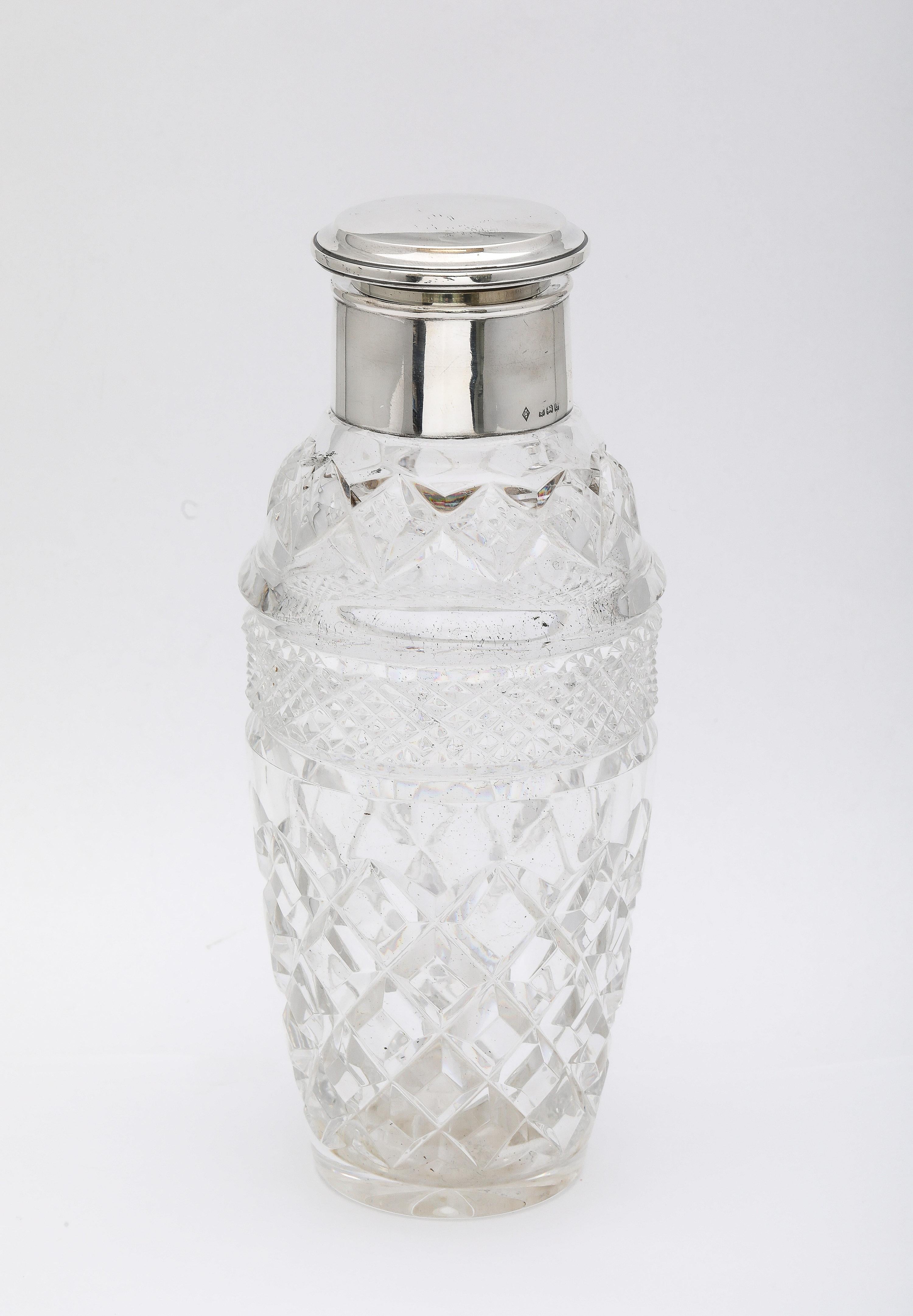 Early 20th Century Unusual Art Deco Sterling Silver-Mounted Cocktail Shaker For Sale