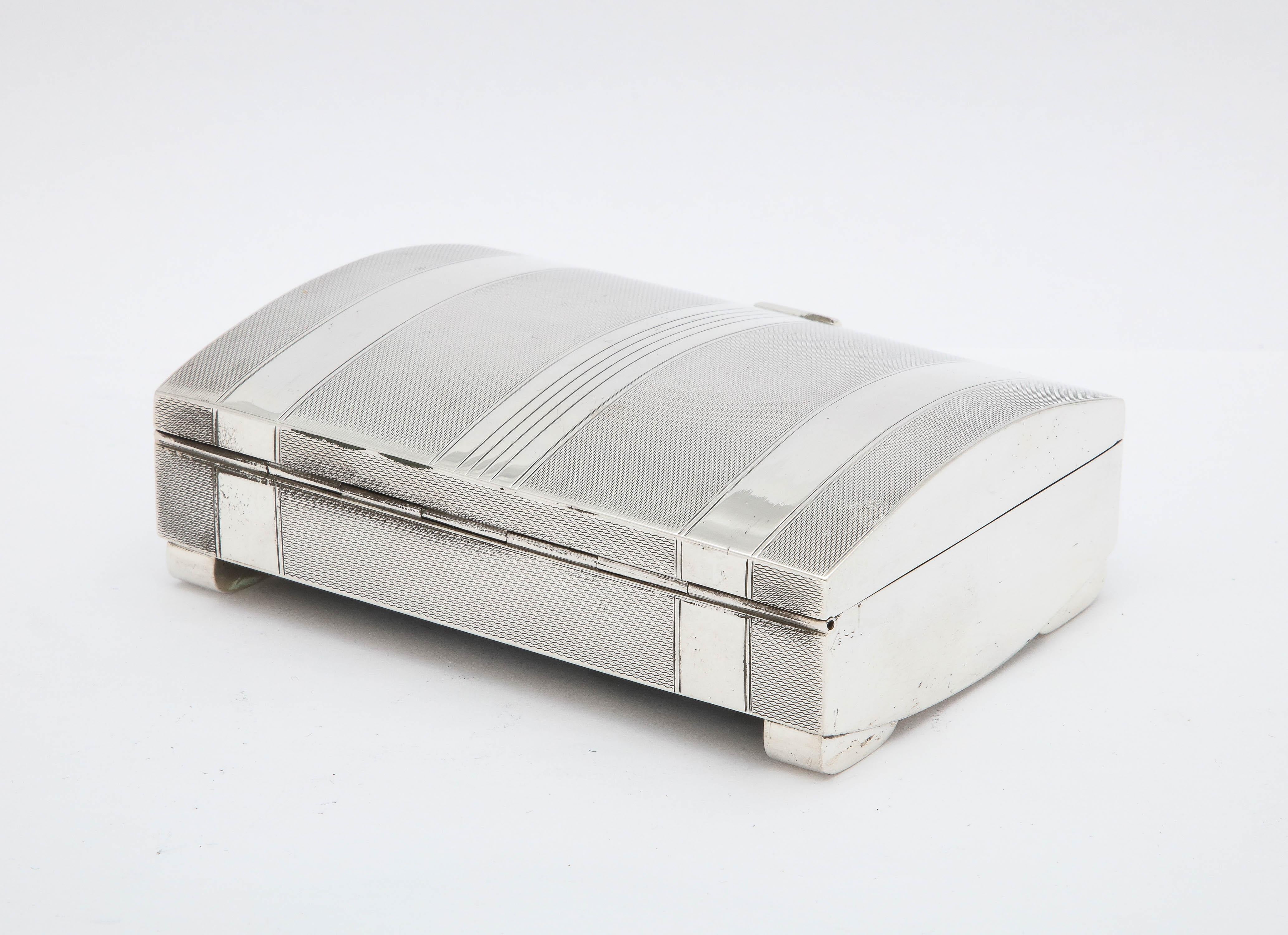 Unusual Art Deco Sterling Silver Table Box With Hinged Lid For Sale 3