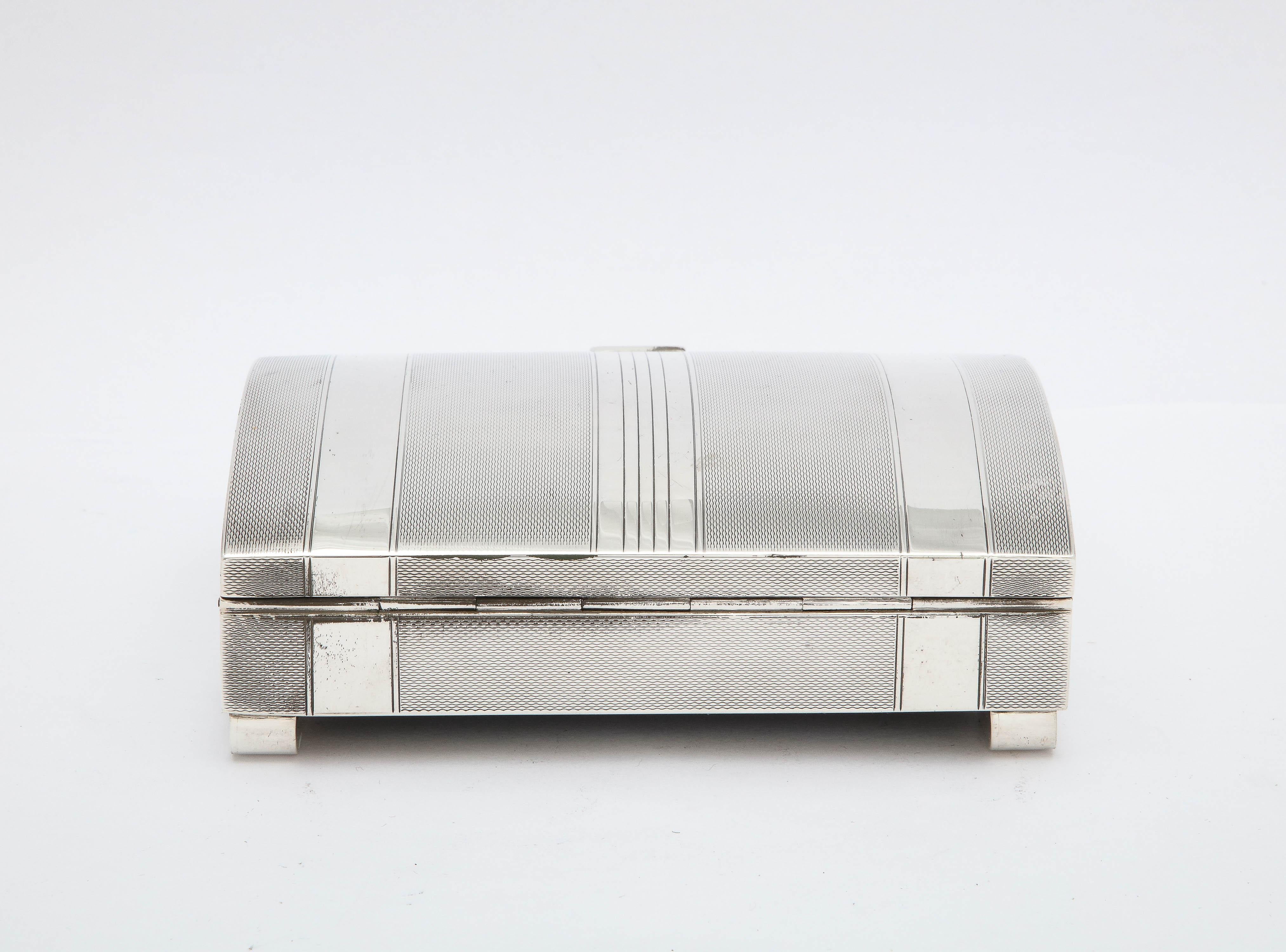 Unusual Art Deco Sterling Silver Table Box With Hinged Lid For Sale 4