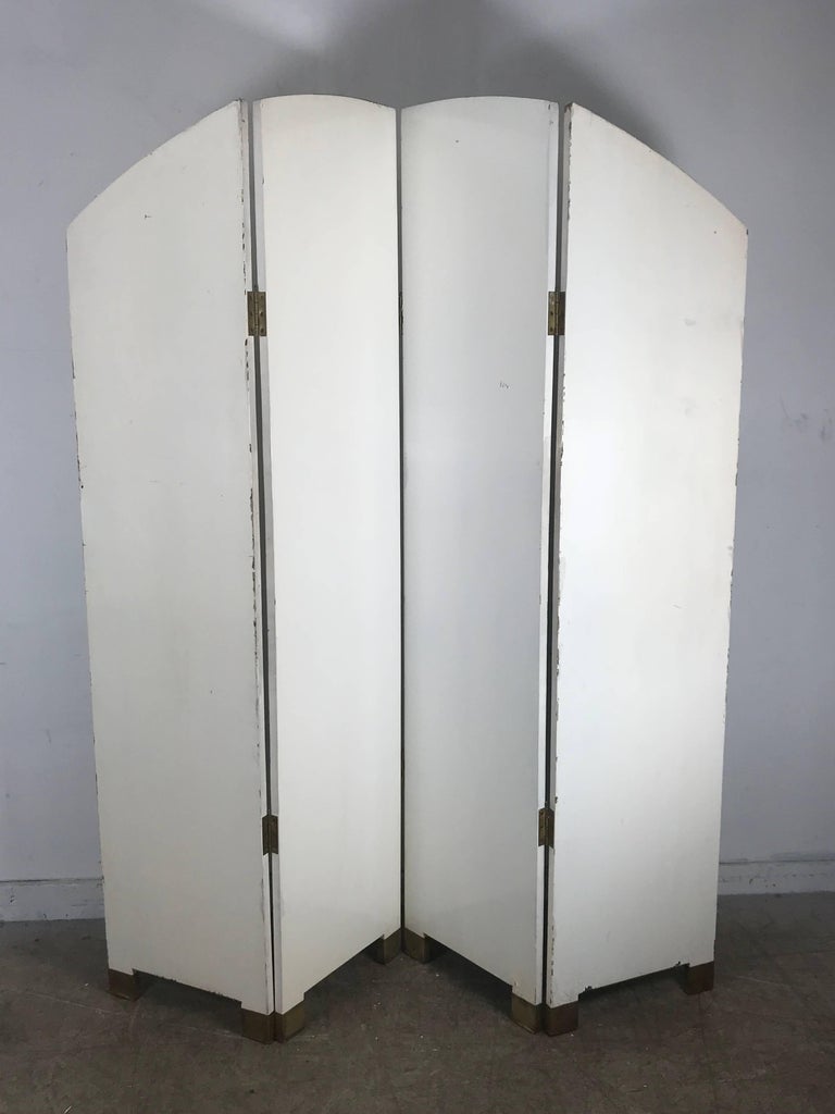 American Unusual Art Deco Style Carved and Lacquered Screen, Room Divider For Sale