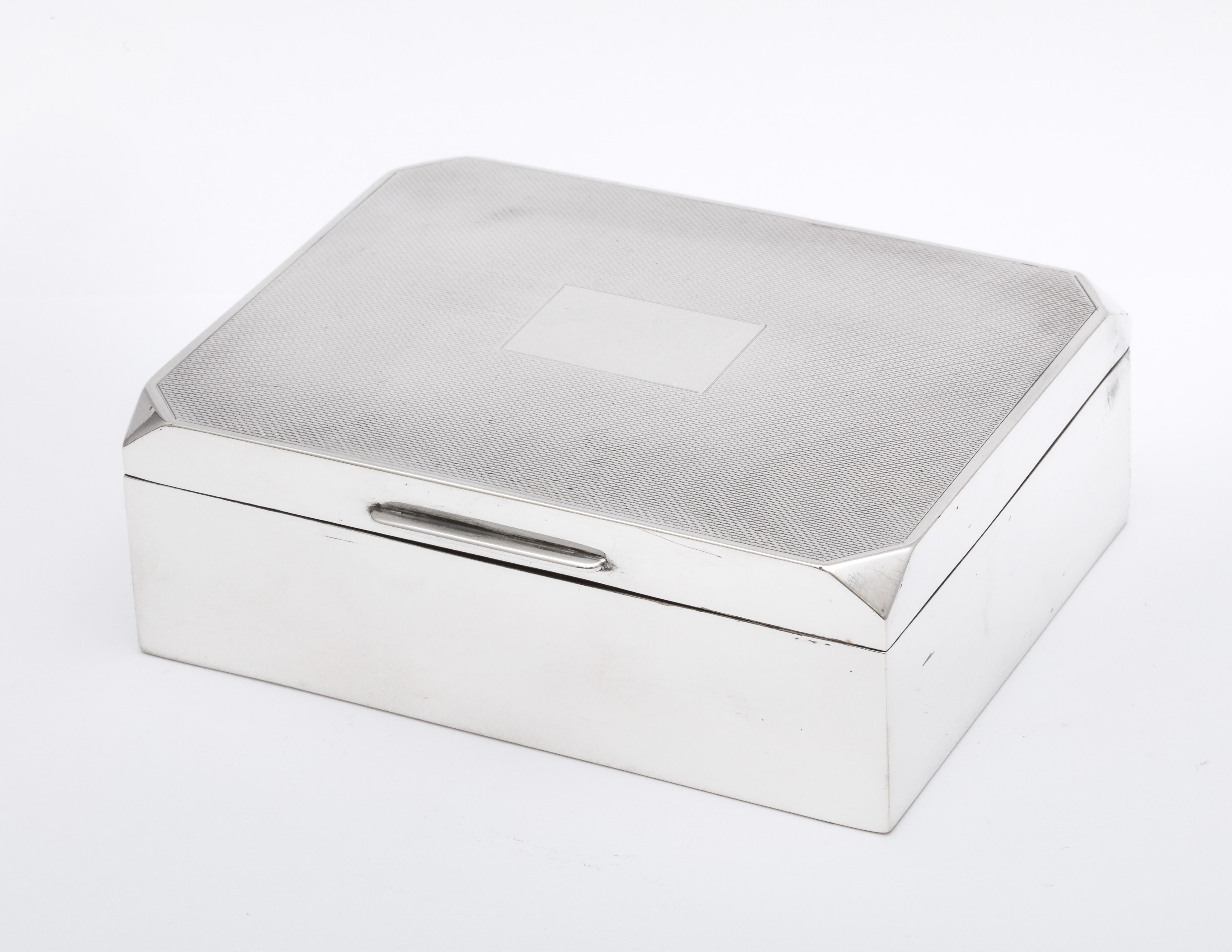 English Unusual Art Deco Style Sterling Silver Table Box with Hinged Lid