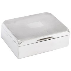 Unusual Art Deco Style Sterling Silver Table Box with Hinged Lid
