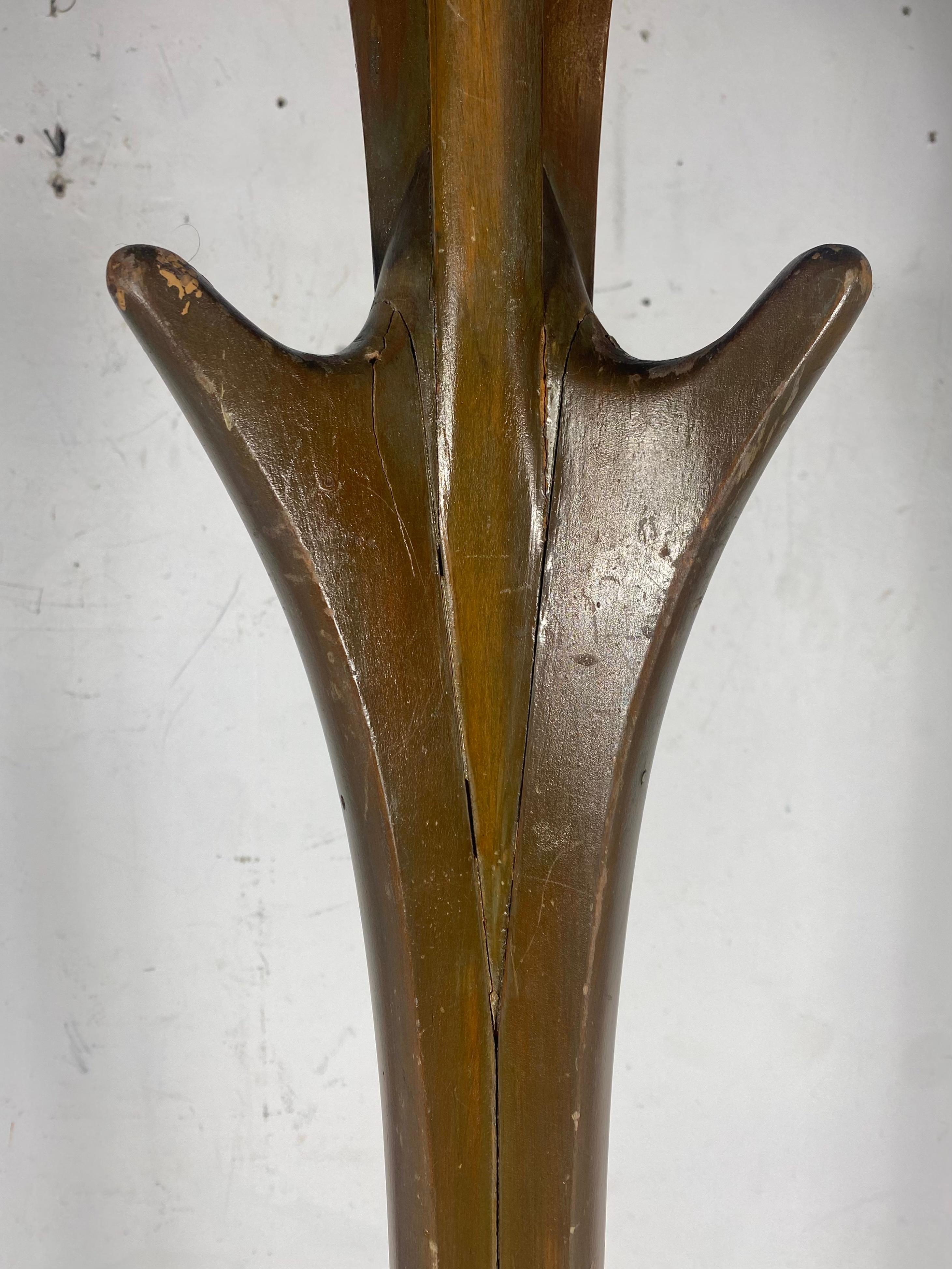 Hand-Crafted Unusual Art Nouveau, Surrealist Coat / Hat Stand, Carved Wood, Minimalist For Sale