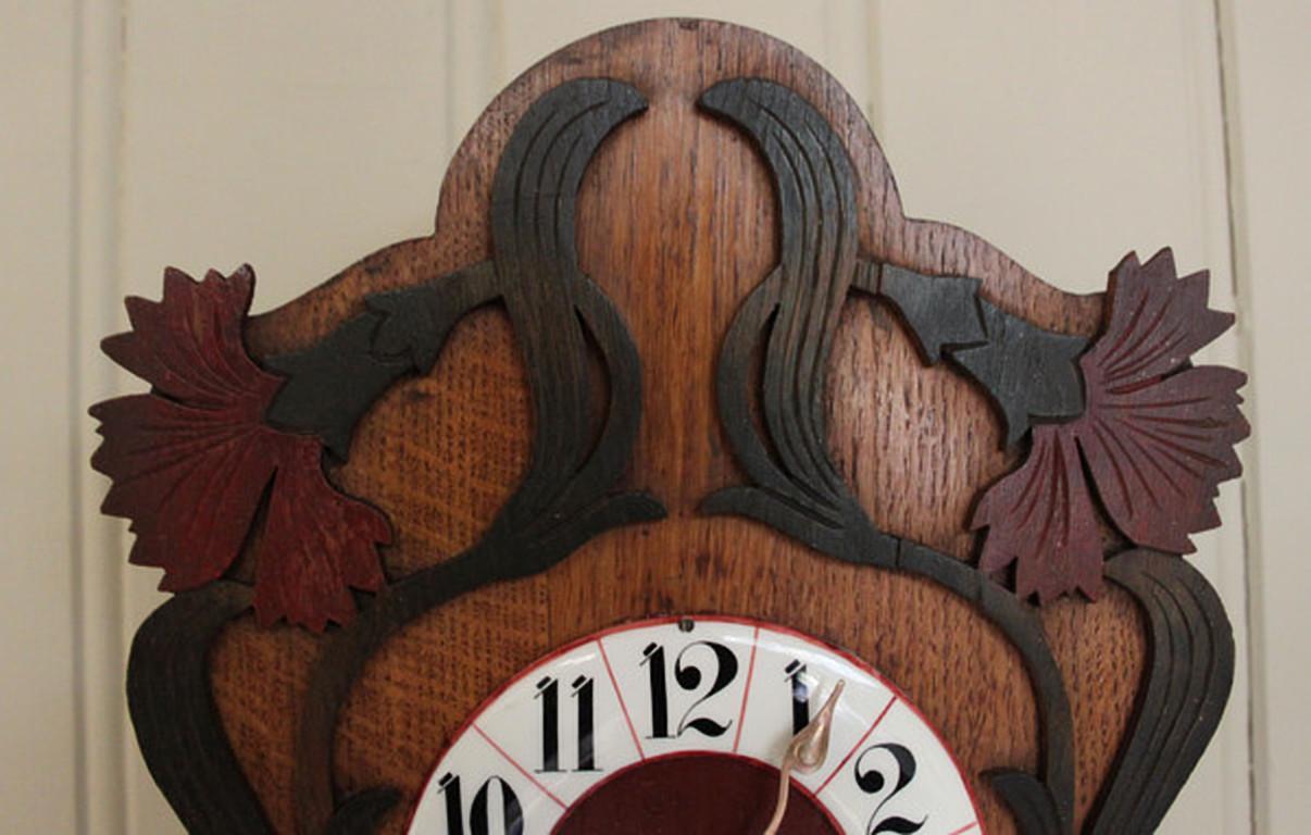 German Unusual Art Nouveau Wall Clock For Sale