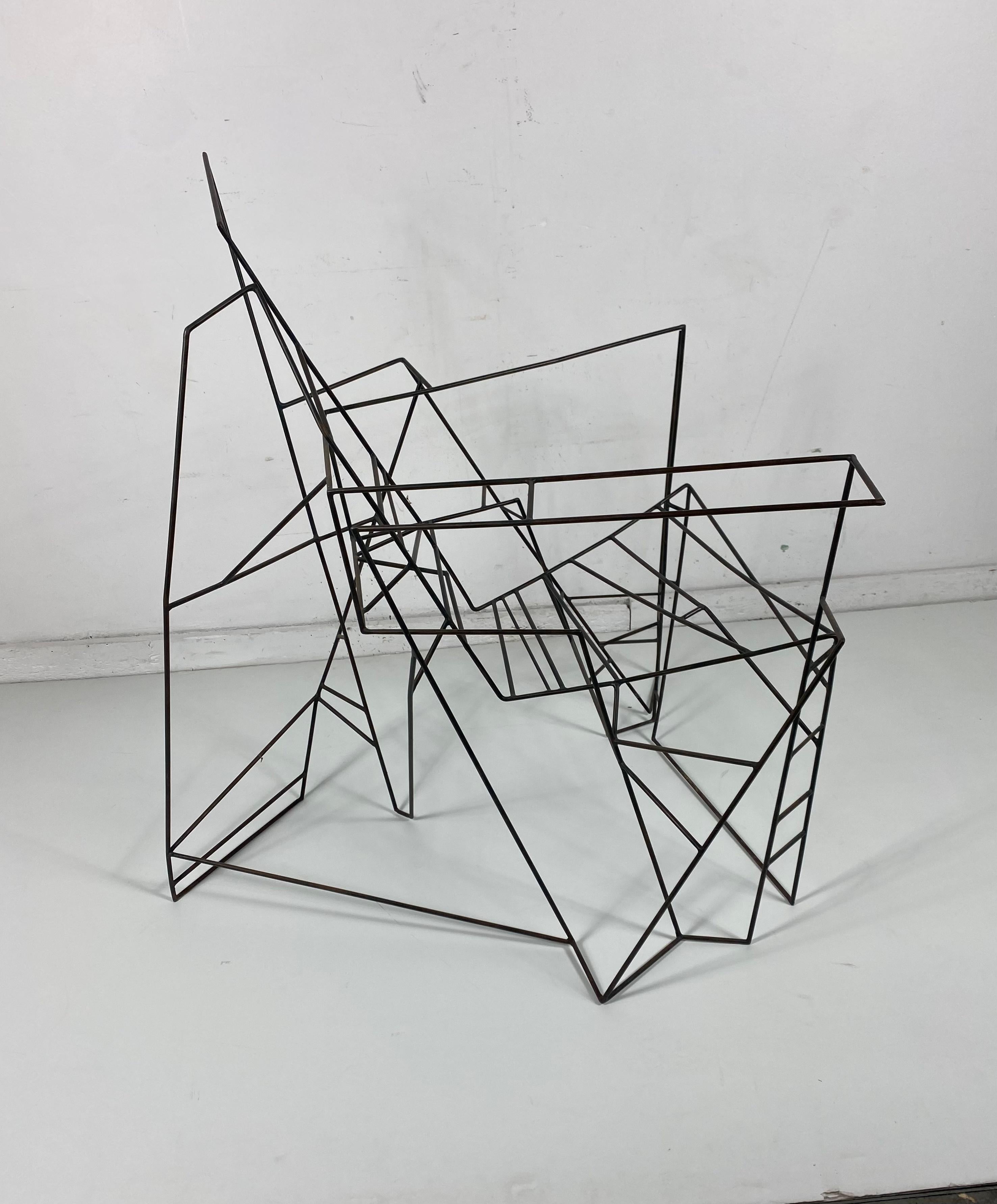 Late 20th Century Unusual Artist Built Wire-Iron Chair / Sculpture, Constructivism