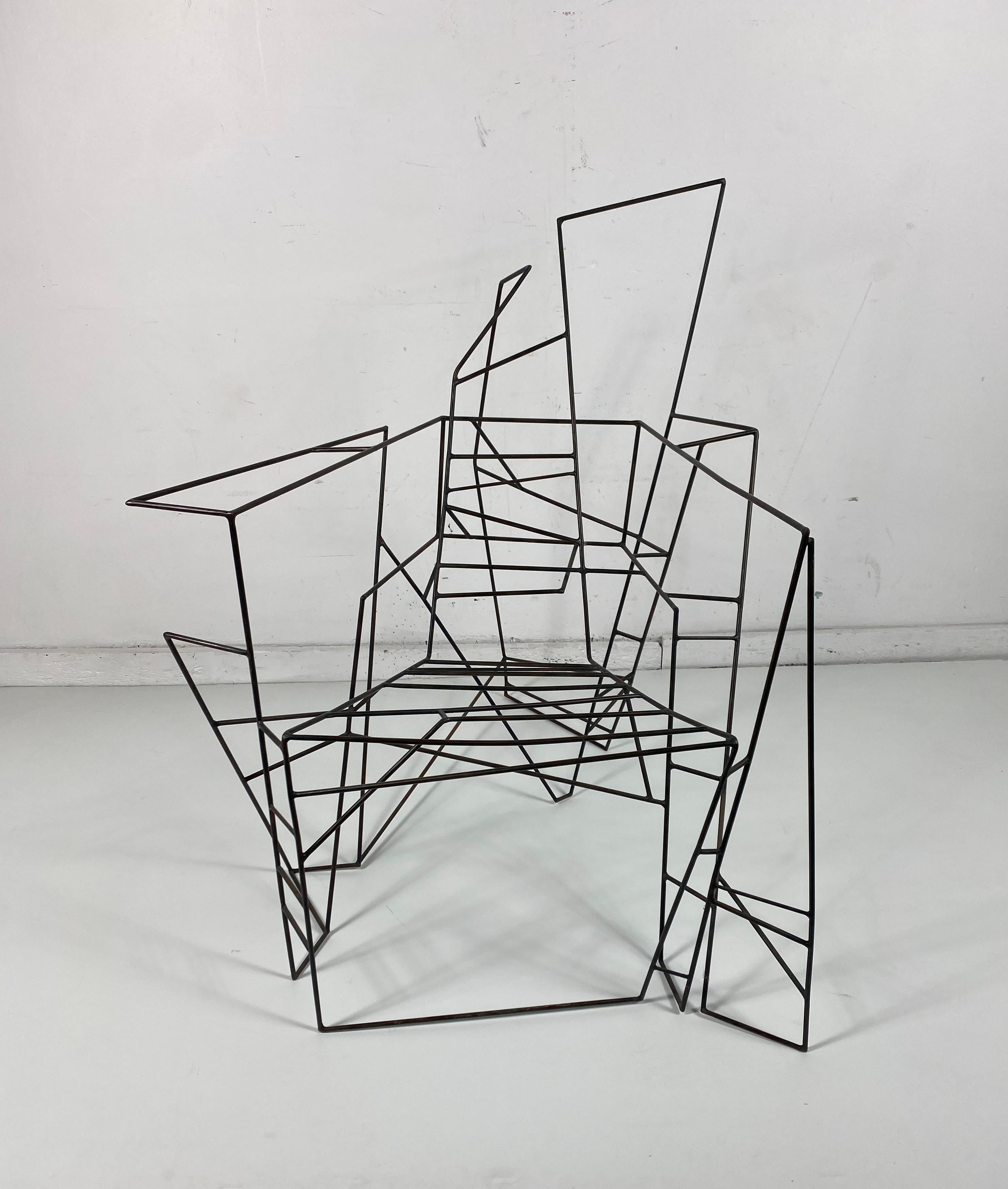 Unusual Artist Built Wire-Iron Chair / Sculpture, Constructivism 1
