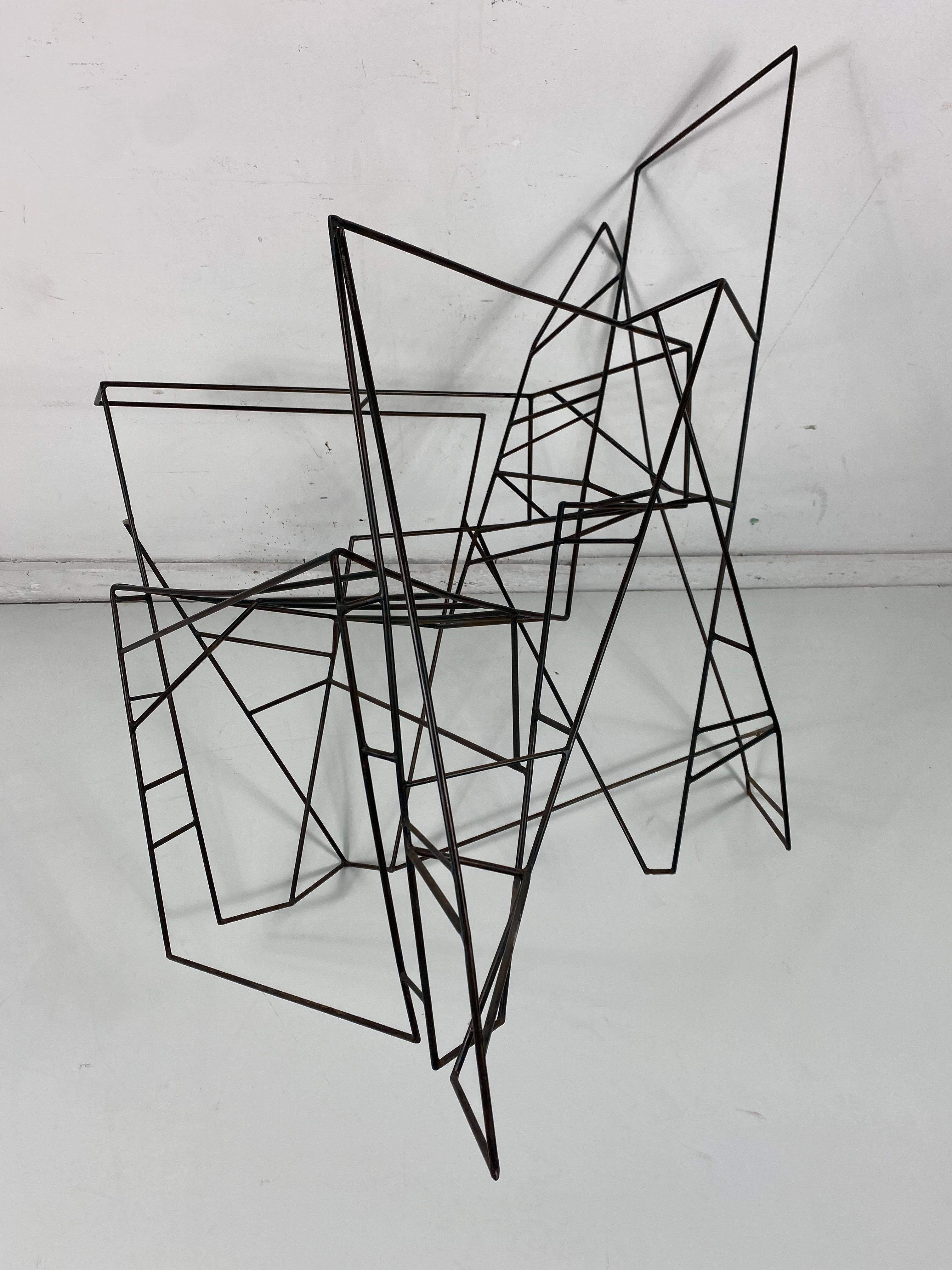 Folk Art Unusual Artist Built Wire-Iron Chair / Sculpture, Constructivism