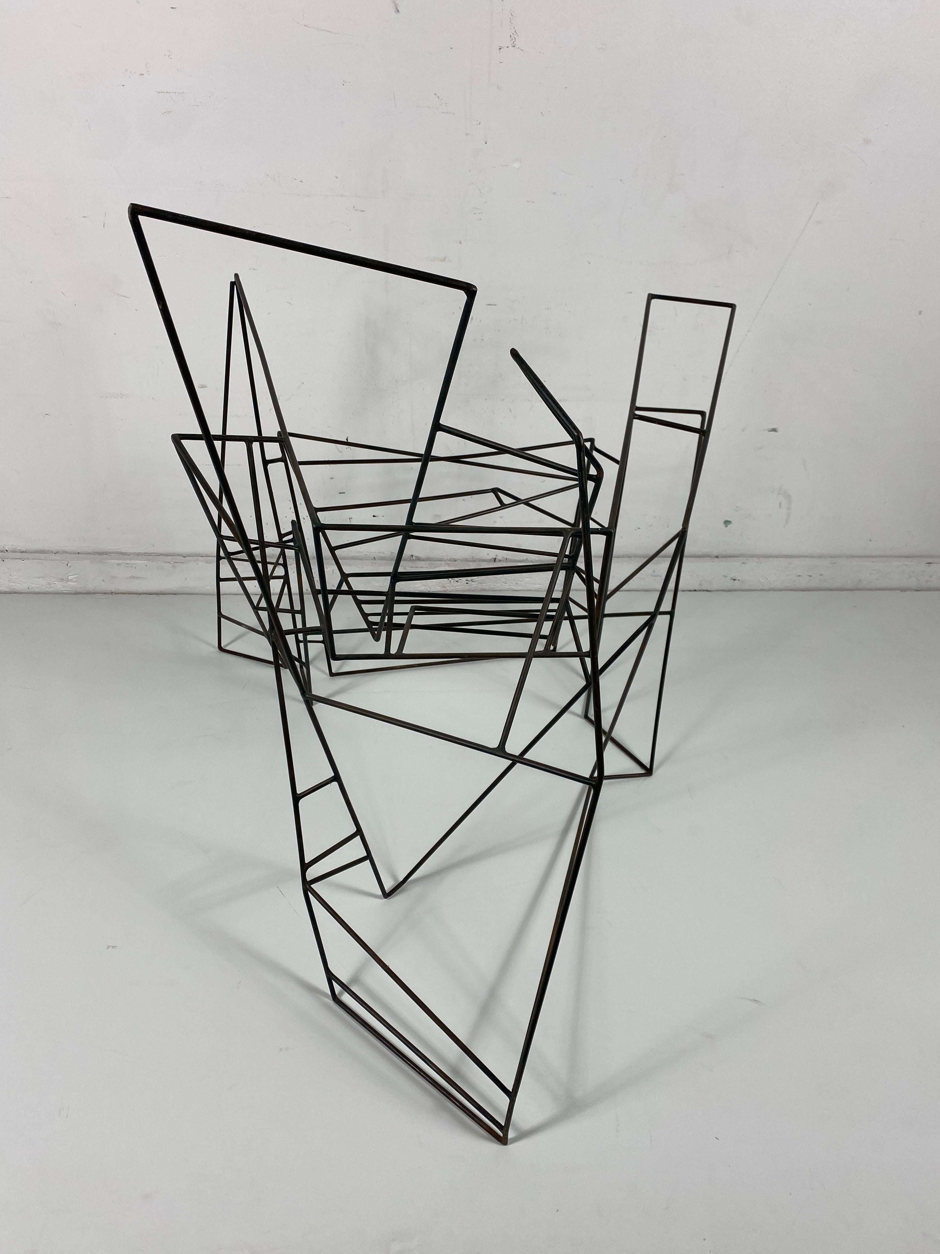 Unusual Artist Built Wire-Iron Chair / Sculpture, Constructivism In Good Condition In Buffalo, NY