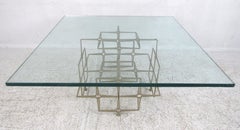 Unusual Artist Made Vintage Glass Top Coffee Table Made with Nails