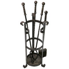 Unusual Arts and Crafts Fireplace Tool Set