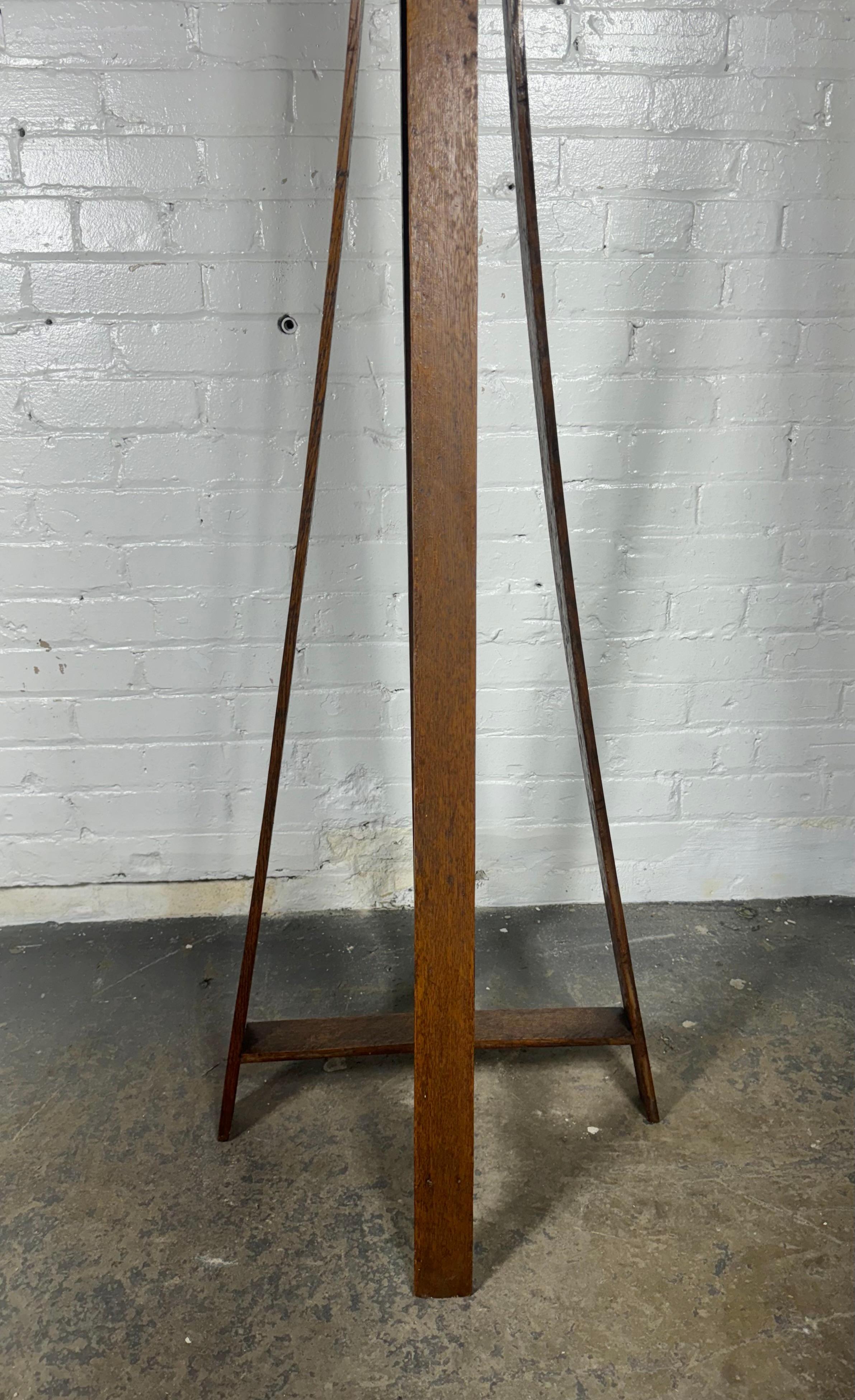 Early 20th Century Unusual Arts and Crafts / Mission Oak Coat Tree / Rack , free-standing , hooks For Sale