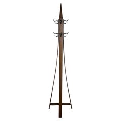 Unusual Arts and Crafts / Mission Oak Coat Tree / Rack , free-standing , hooks