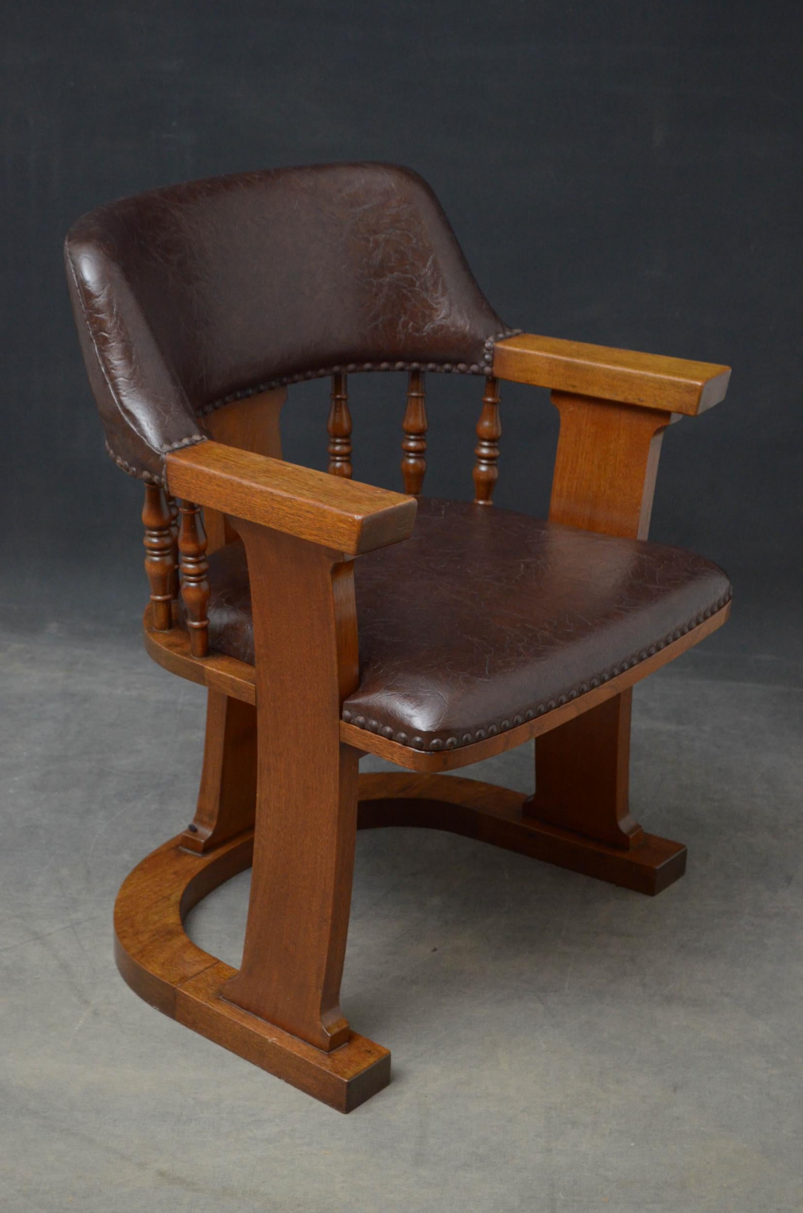 Unusual Arts & Crafts Oak Desk Chair 1