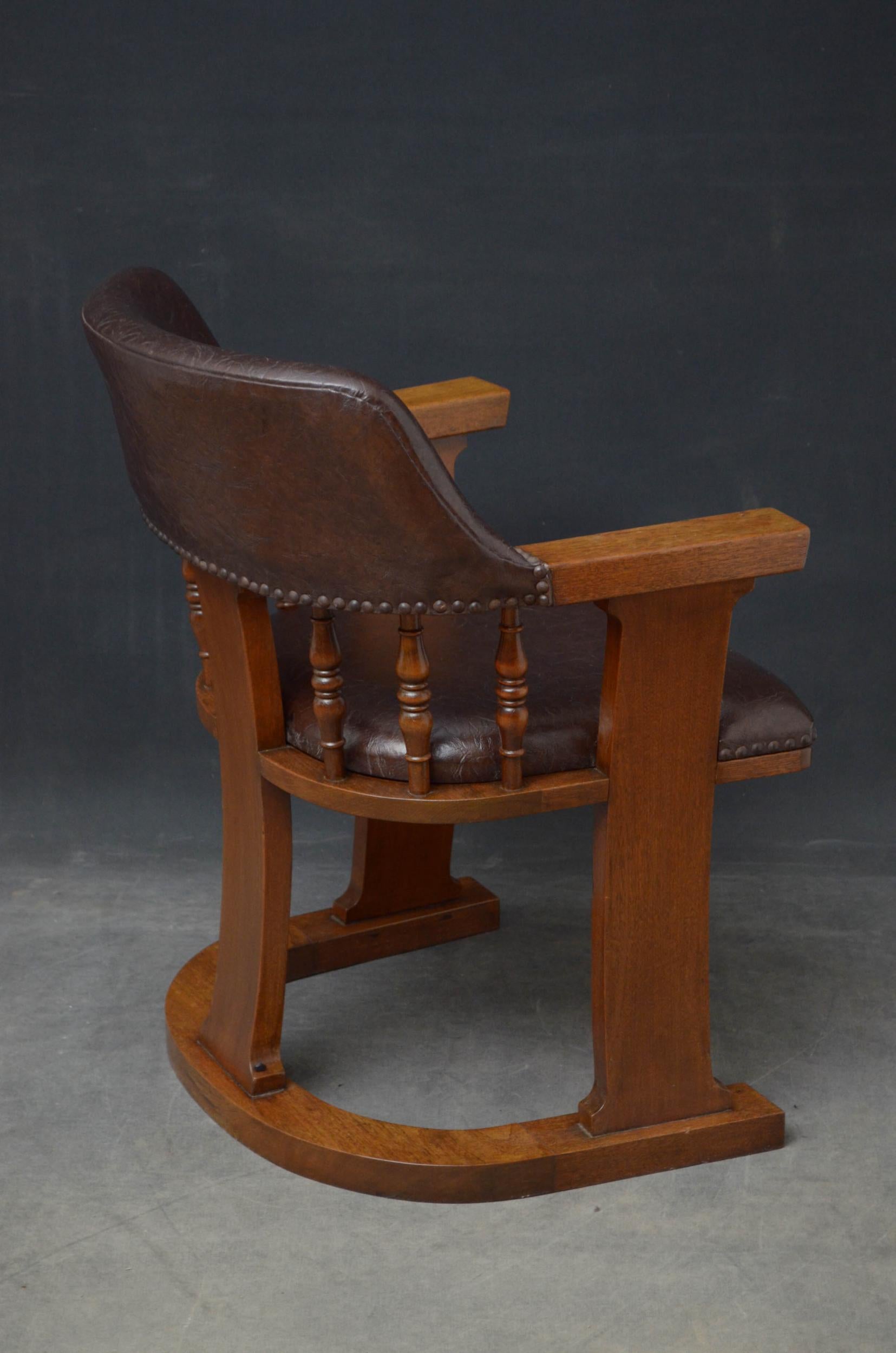 20th Century Unusual Arts & Crafts Oak Desk Chair