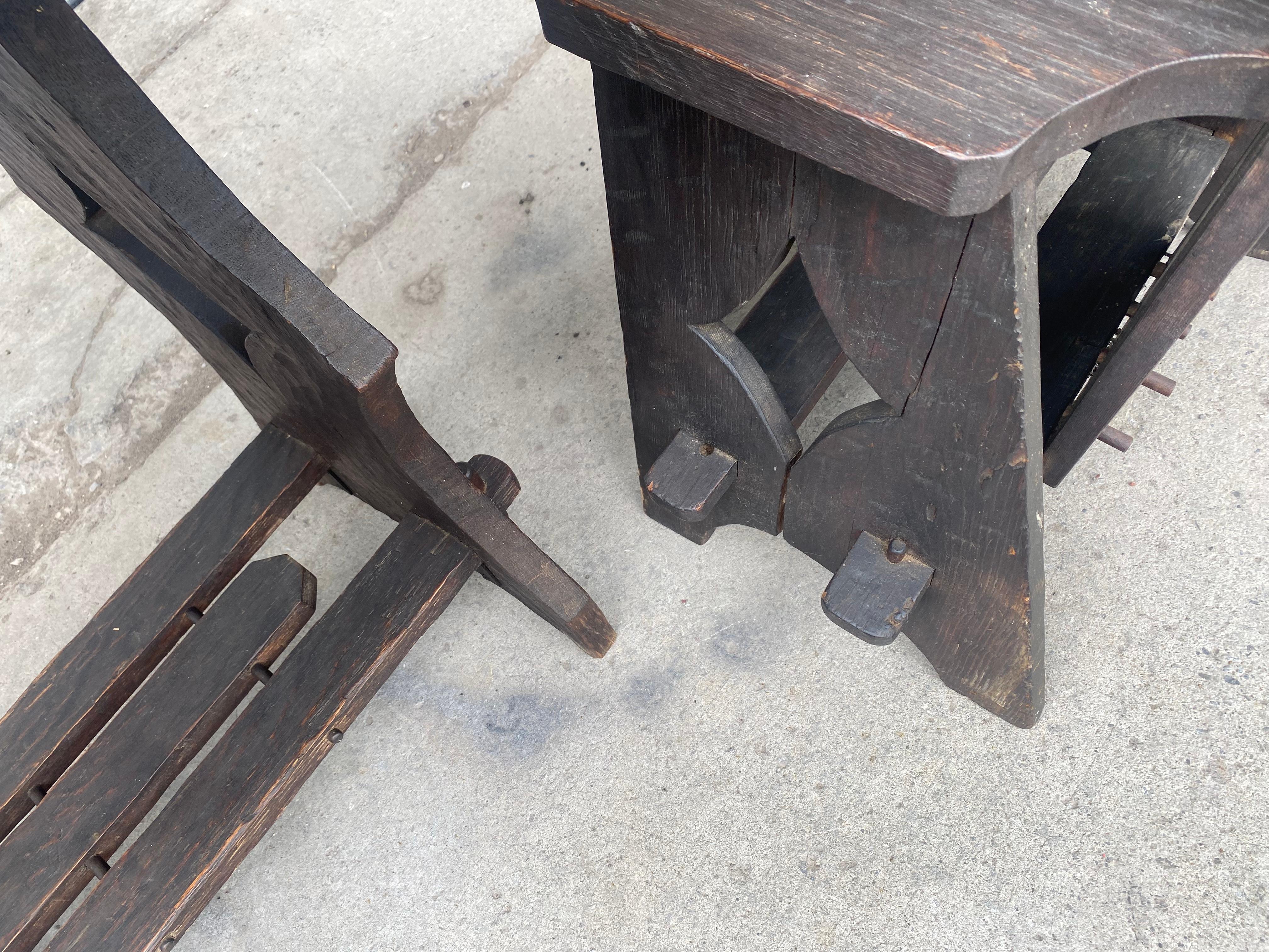 Unknown Unusual  Arts and Crafts Pub / Bistro Table and Chairs manner of Limbert For Sale
