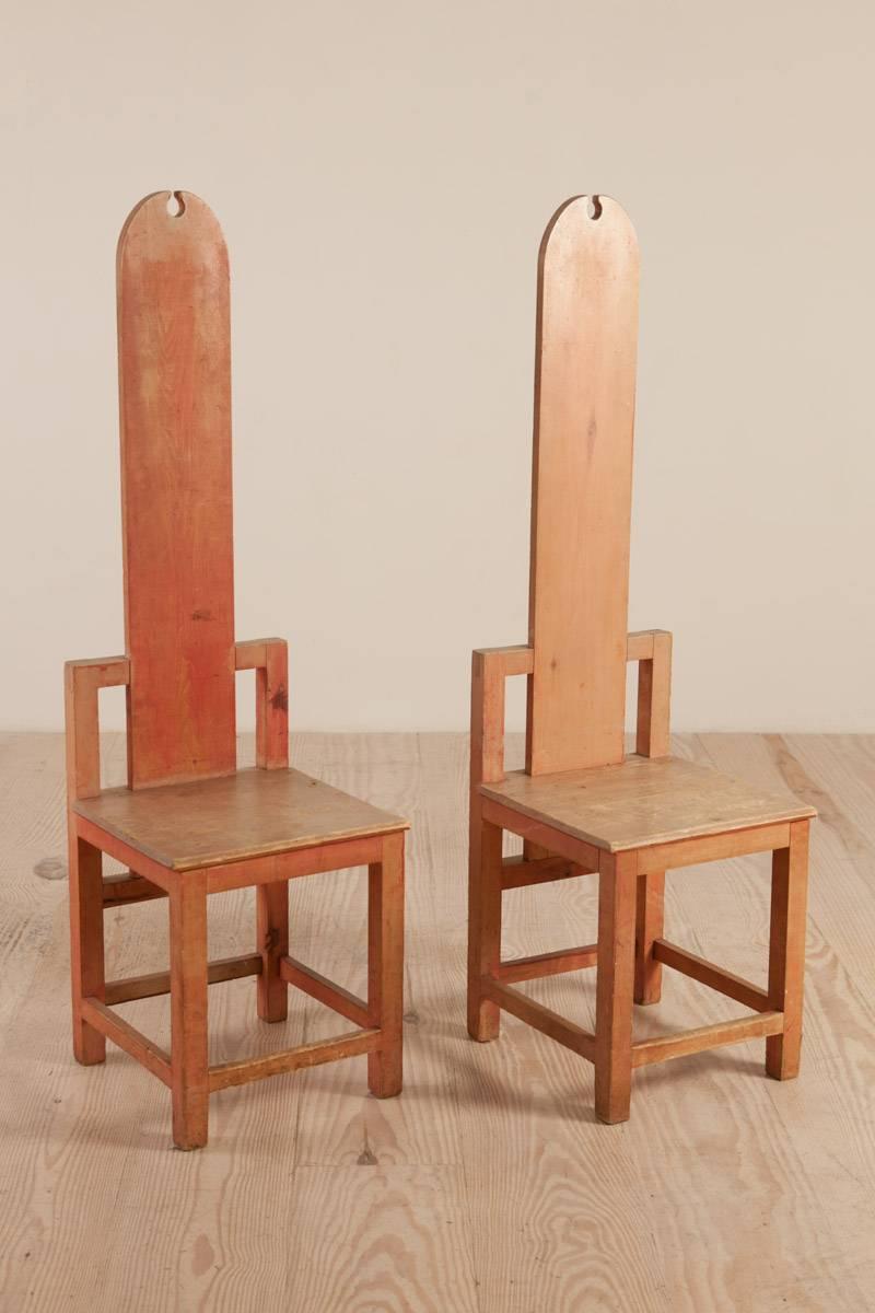 Arts and Crafts Pair of Unusual Swedish Arts & Crafts Chairs, Origin: Sweden, Circa 1900 - 1910