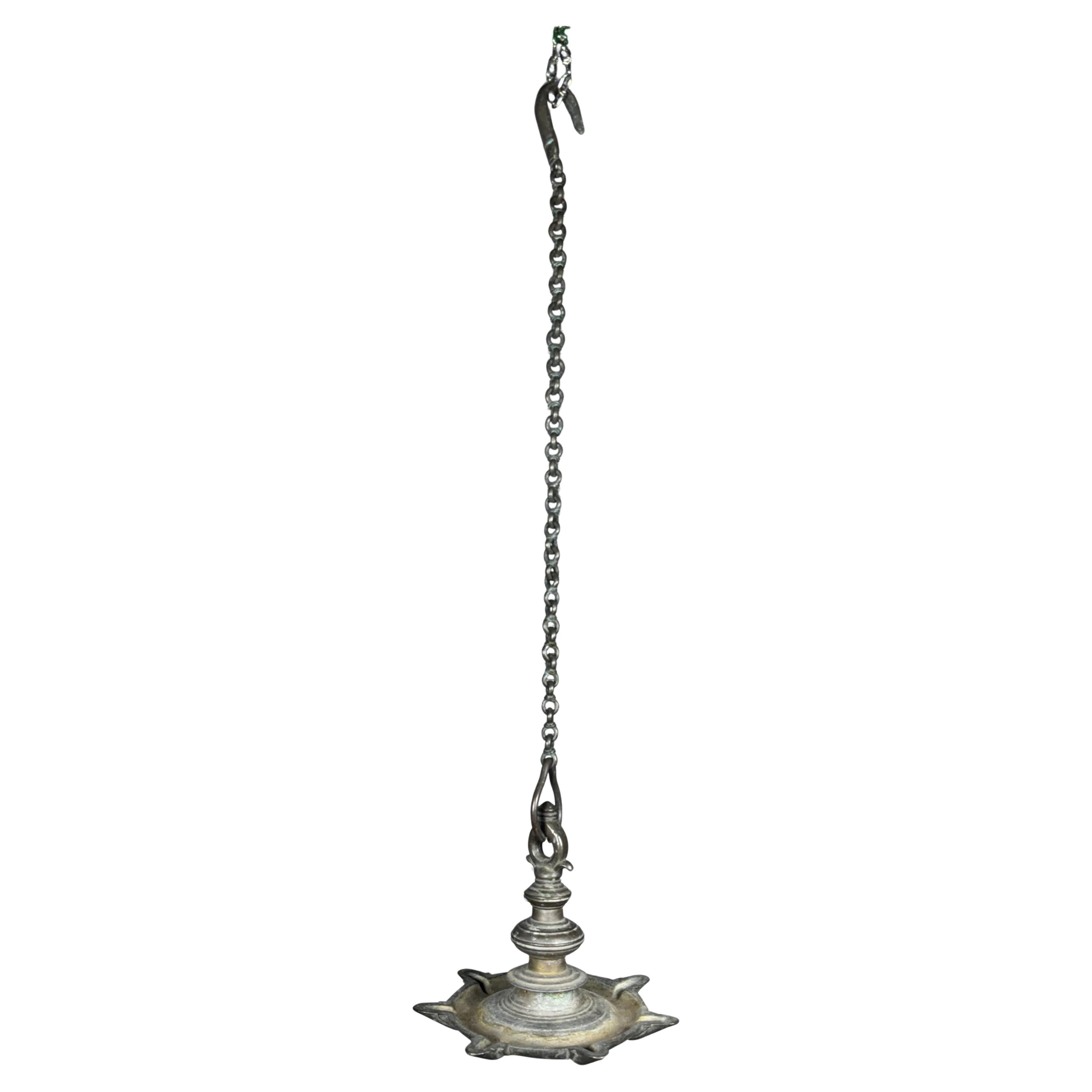 Unusual Arts & Crafts Hanging Bronze Ash Receptacle, after Handel / Tiffany For Sale