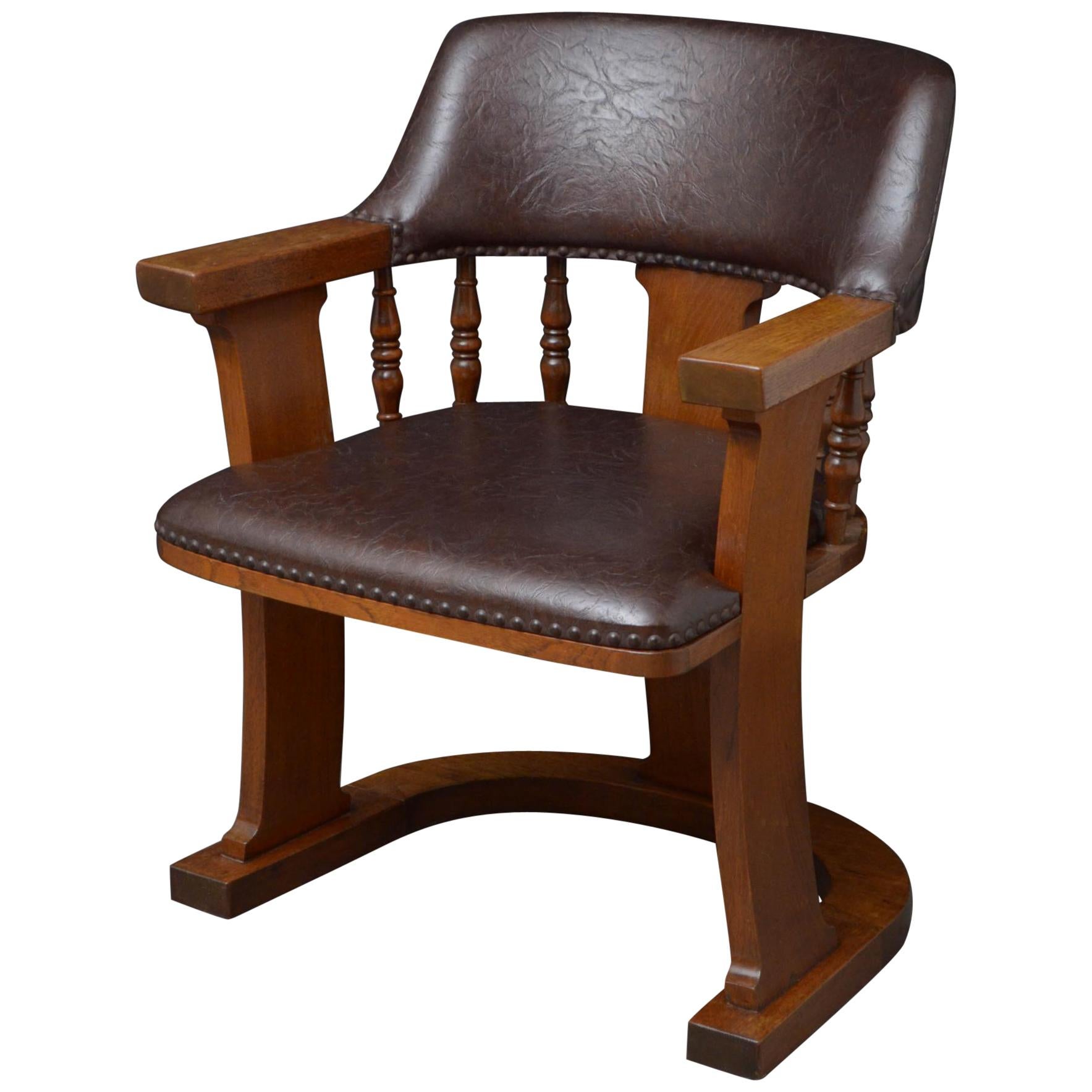Unusual Arts & Crafts Oak Desk Chair