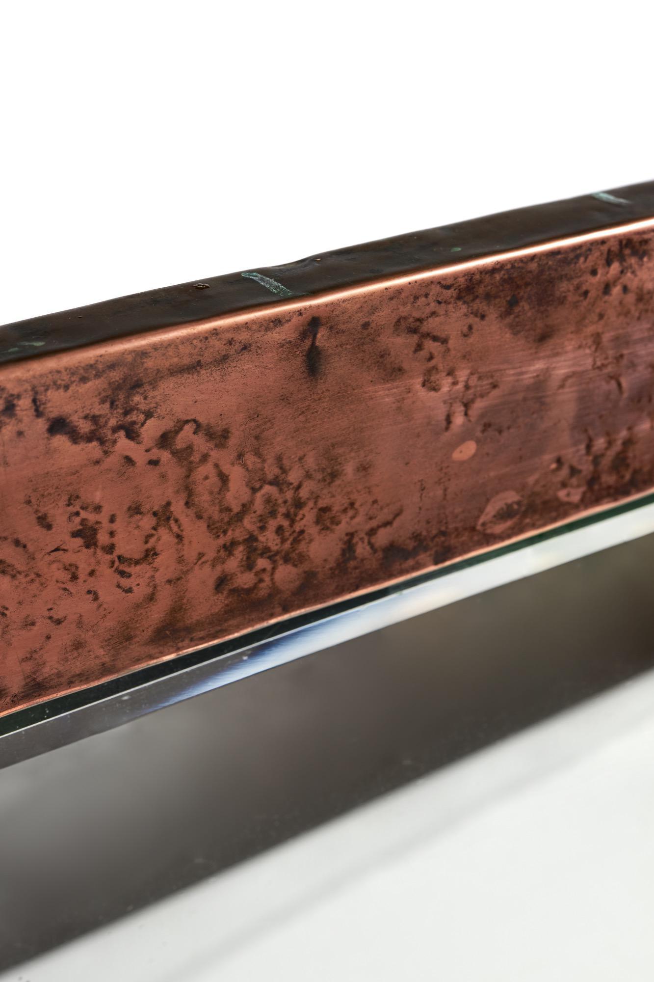 20th Century Unusual Arts & Crafts Rectangular Copper Mirror For Sale