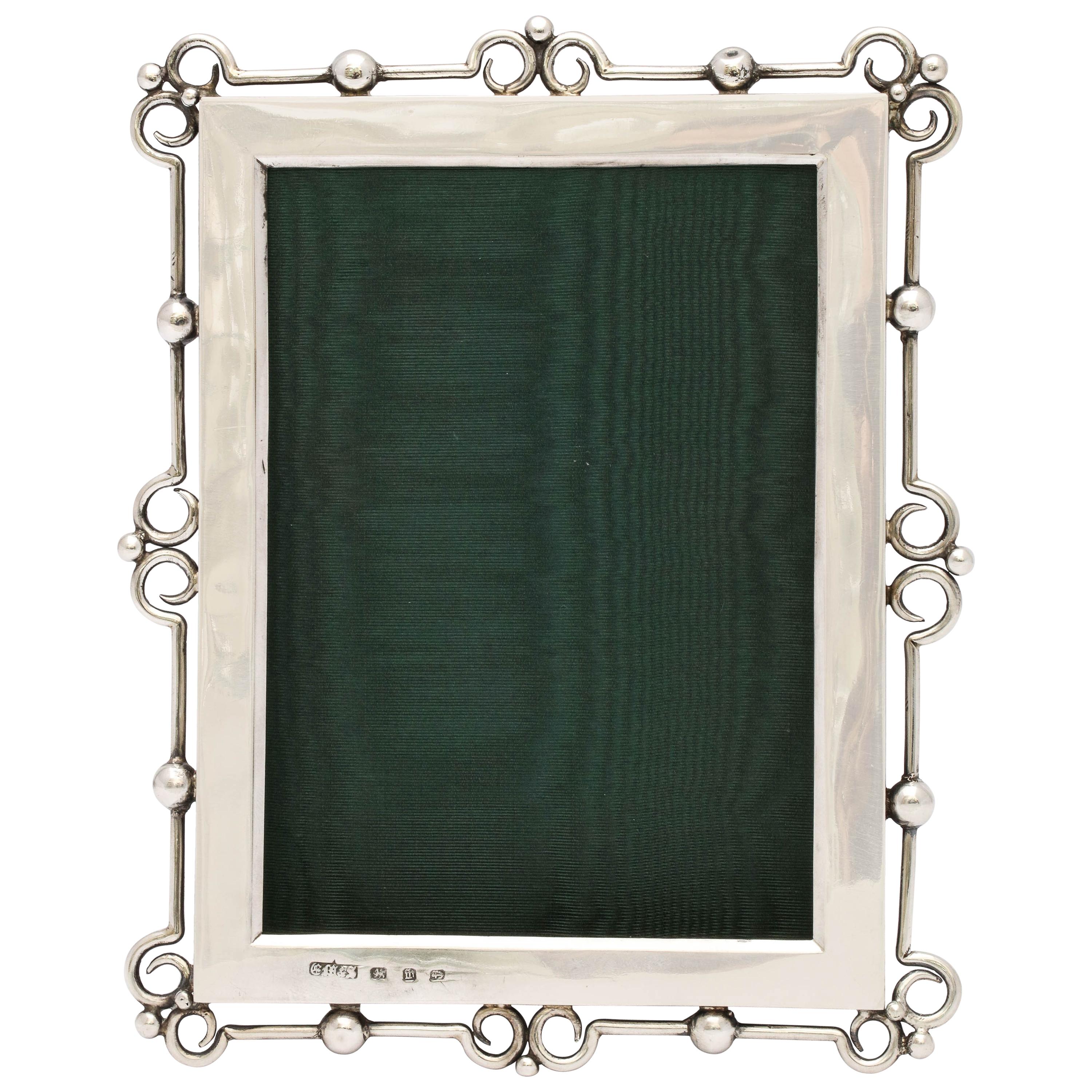 Unusual Arts & Crafts Sterling Silver Picture Frame, by E. Mander and Sons