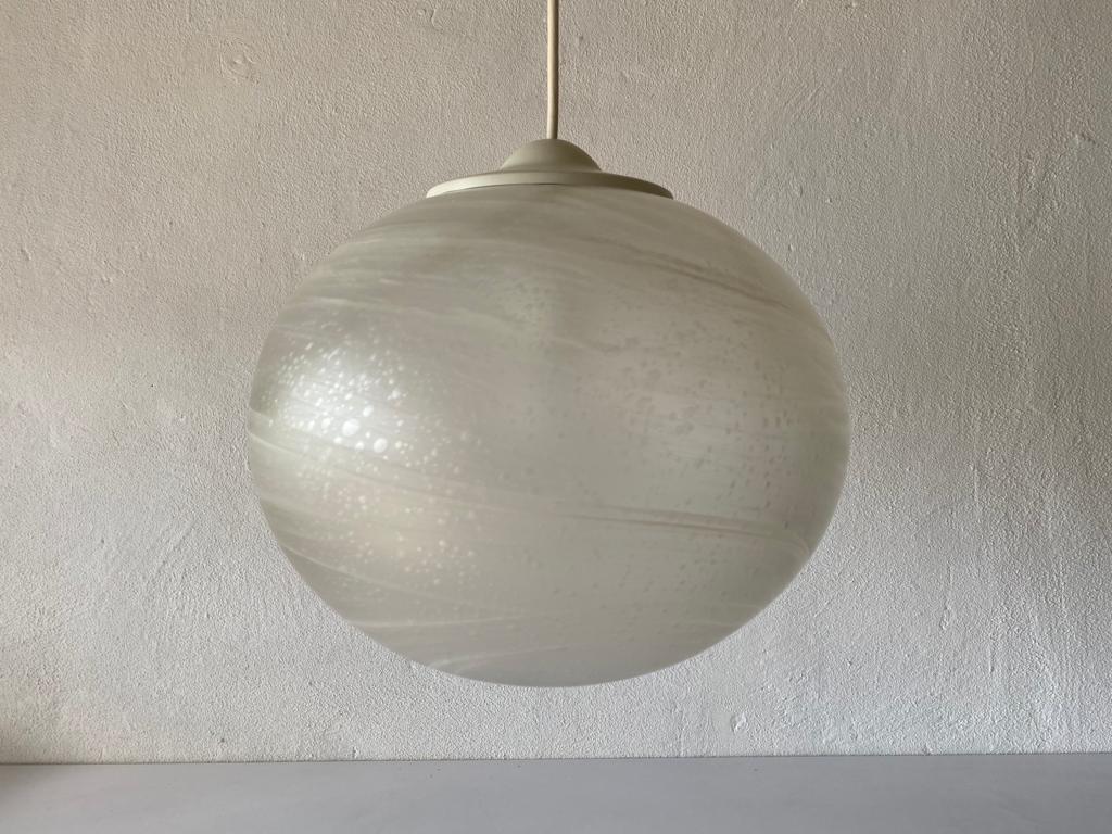 Unusual artwork on glass pendant lamp by Peill Putzler, 1970s, Germany 

Lampshade is in very good vintage condition.

This lamp works with E27 light bulb. Max 100W
Wired and suitable to use with 220V and 110V for all