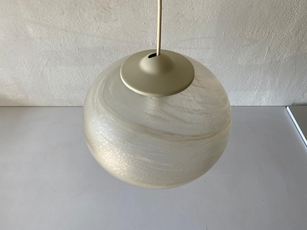 Unusual Artwork on Glass Pendant Lamp by Peill Putzler, 1970s, Germany In Good Condition For Sale In Hagenbach, DE
