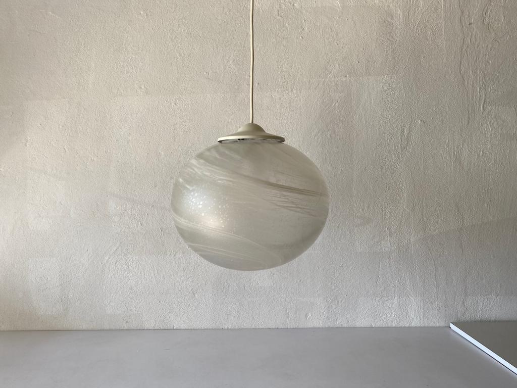 Unusual Artwork on Glass Pendant Lamp by Peill Putzler, 1970s, Germany For Sale 1