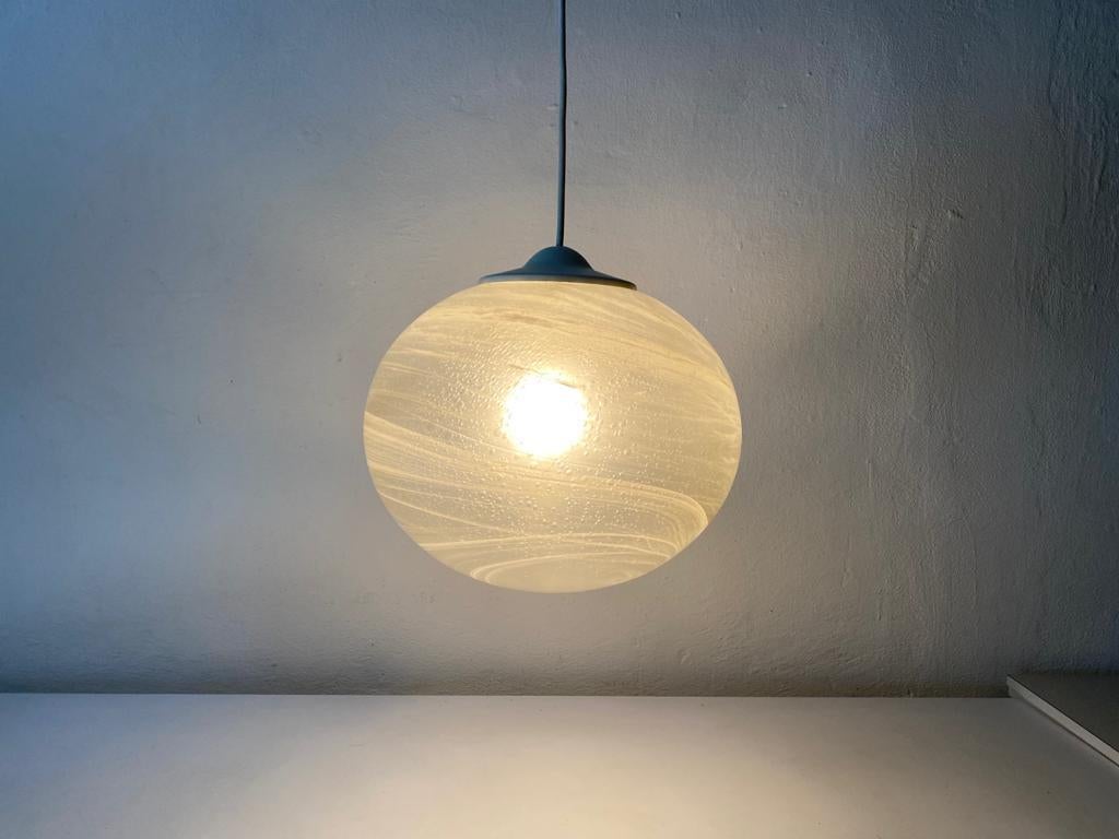 Unusual Artwork on Glass Pendant Lamp by Peill Putzler, 1970s, Germany For Sale 2