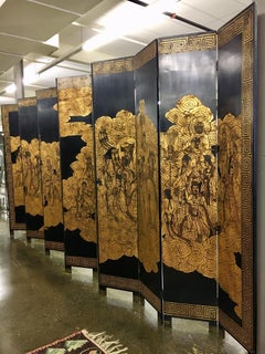 Asian Coromandel Twelve-Panel 9 Ft. Carved Screen Room Divider Extra Large