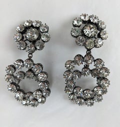 Unusual Austrian Crystal Hoop Earrings