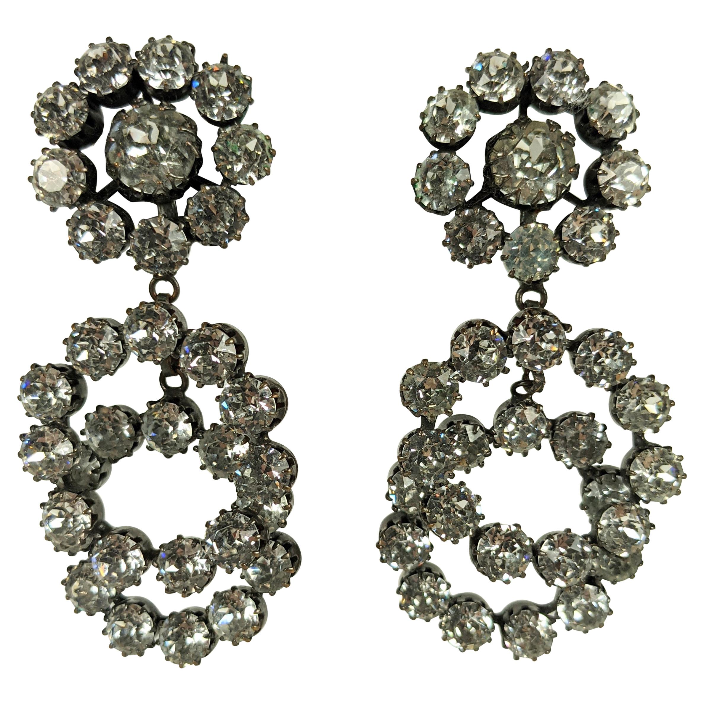 Unusual Austrian Crystal Hoop Earrings For Sale