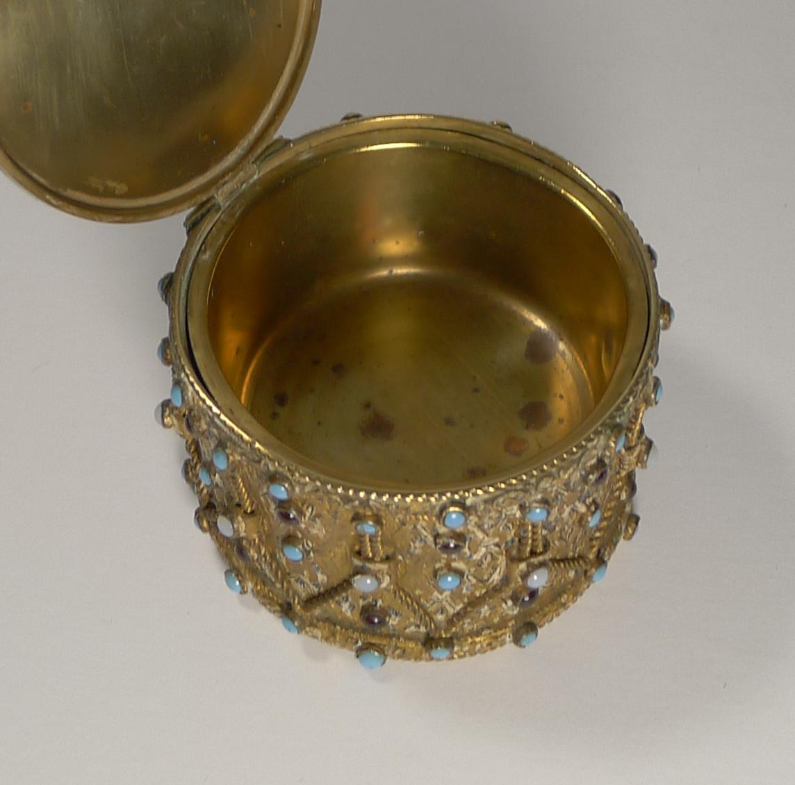 Late Victorian Unusual Austro Hungarian Jeweled Box, Drum For Sale