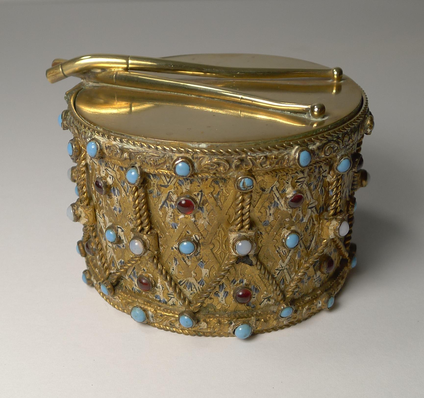 Unusual Austro Hungarian Jeweled Box, Drum For Sale 1