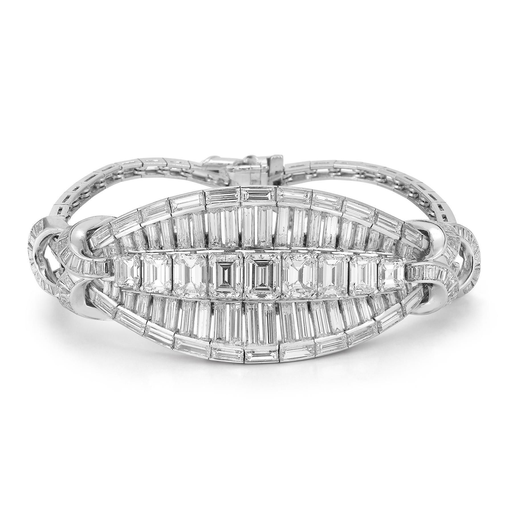 Women's Unusual Baguette Cut Diamond Bracelet For Sale