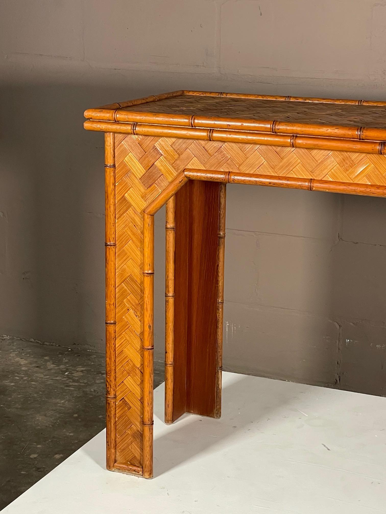 Unusual Bamboo Console Table For Sale 5