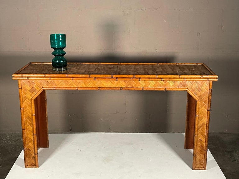 Anglo-Indian Unusual Bamboo Console Table For Sale