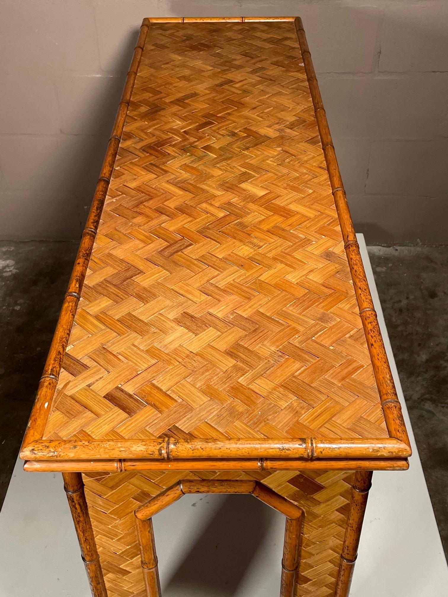 Unusual Bamboo Console Table In Good Condition In St.Petersburg, FL