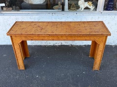 Unusual Bamboo Woven Console Table Boho Style 1970's