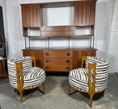 Unusual Barrel Back Lounge Chairs, mORRocan influenced, attr to Adrian Pearsall